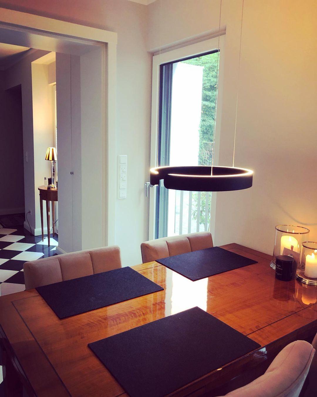 Modern Circular Chandelier - Elegant Crystal Ceiling Light Fixture for Dining Room, Living Room & Bedroom - Perfect for Home Decor & Interior Design