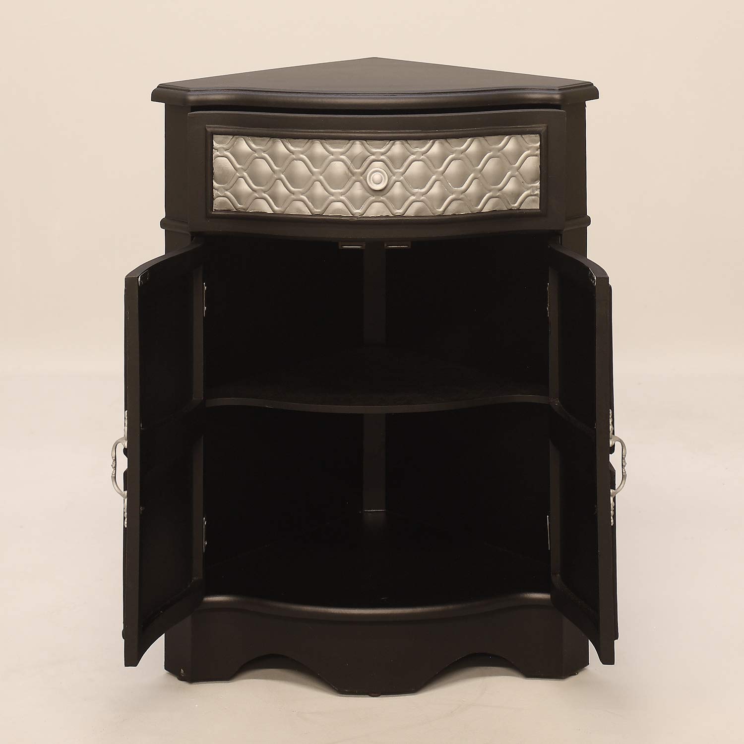Black Corner Cabinet - Space-Saving Storage Solution for Kitchen, Bathroom & Living Room | Organize Small Spaces Efficiently