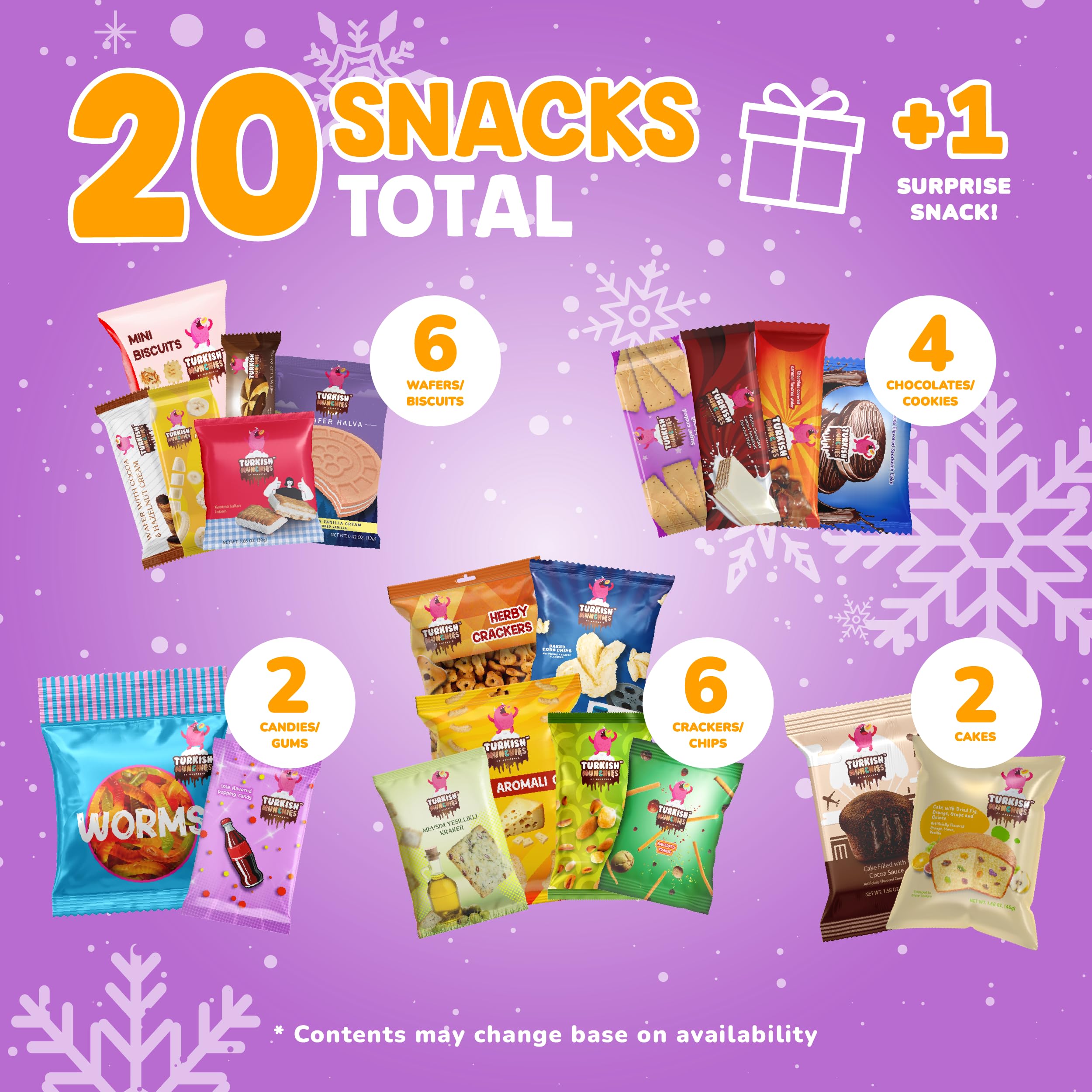 Maxi International Snack Box - Premium Exotic Snacks from Around the World | 21 Full-Size Treats Including Turkish Delights & Global Candies | Unique Gift Box for Parties, Office Treats & Cultural Food Exploration