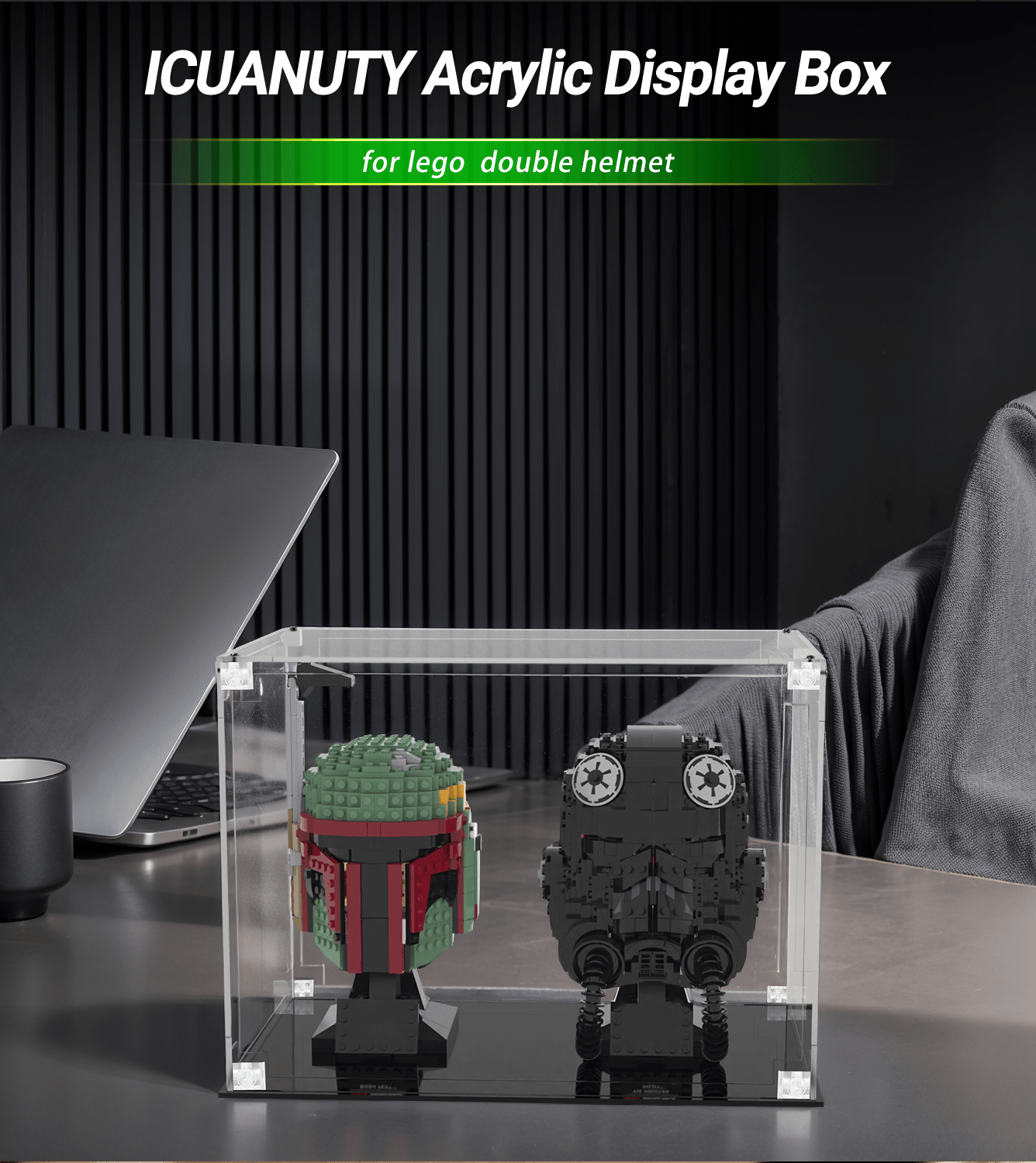 Lego Star Wars Helmet Series Display Case - Premium Acrylic Showcase for Collectible Minifigures | Perfect for Home Decor, Office Display & Gift Giving