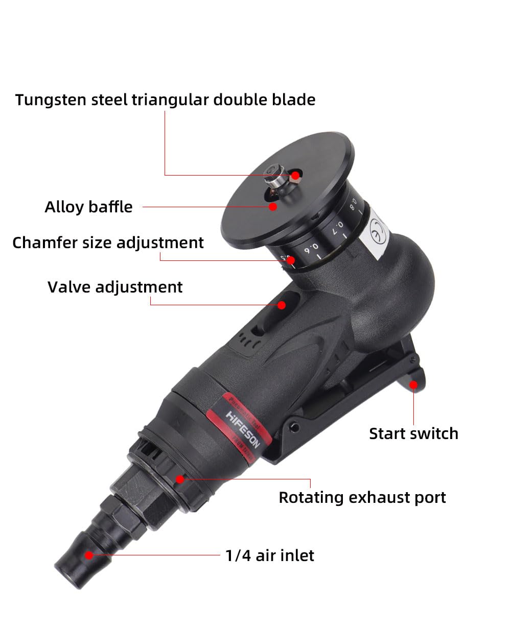 Pneumatic Chamfer Tool - Air Beveling & Deburring Tool for Metal Trimming, Mini Handheld Grinder for Inner Holes & Metal Edges | Perfect for Metalworking, Automotive Repair & DIY Projects