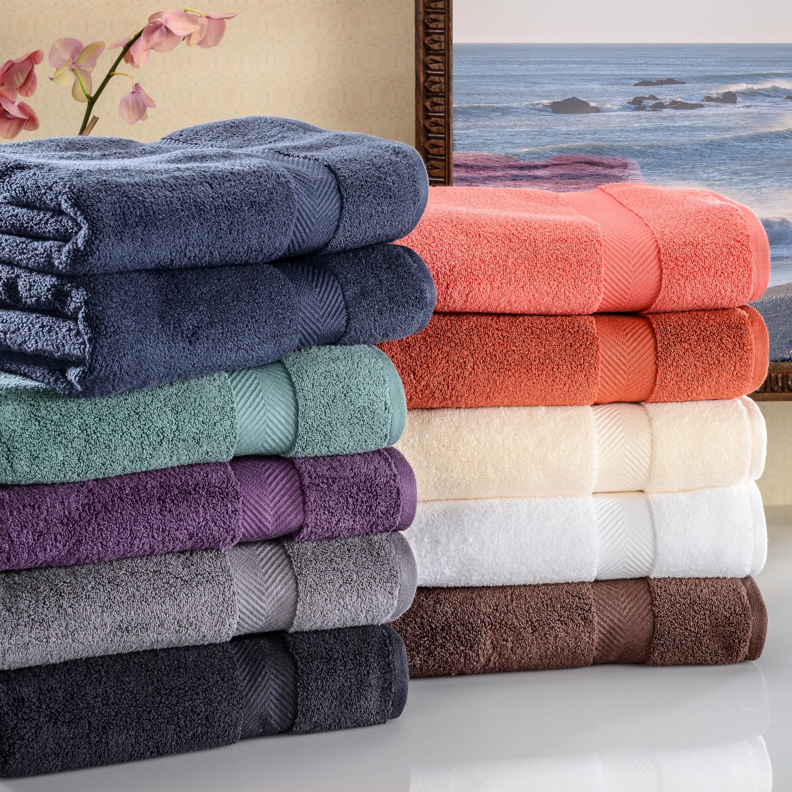 Premium 100% Cotton Bath Towels Set of 2 - Ultra Soft, Fluffy & Highly Absorbent - Oversized Luxury Bath Towels in Ivory - Perfect for Spa, Bathroom & Hotel Use