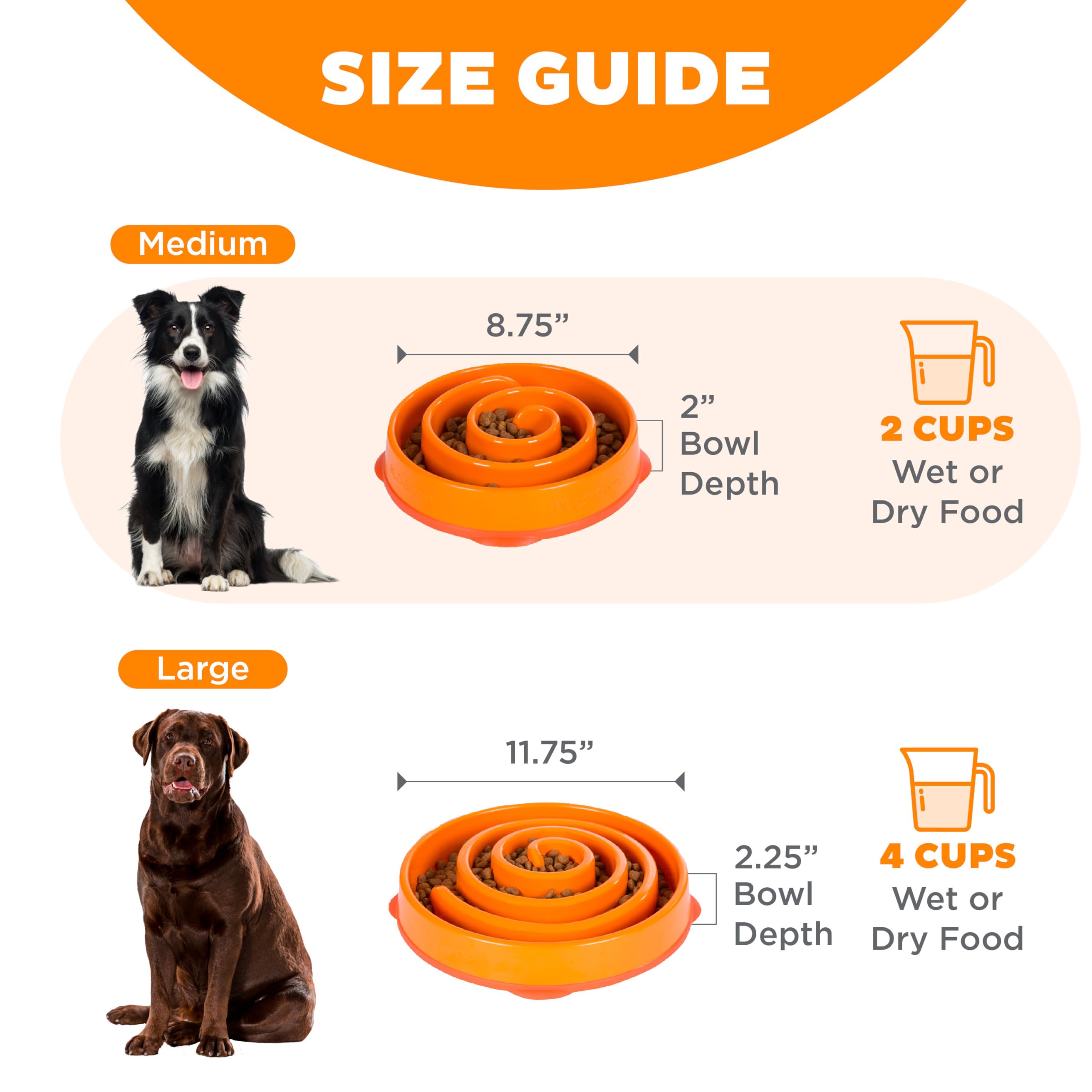 Outward Hound Fun Feeder Slow Feed Dog Bowl - Orange Plastic Puzzle Feeder for Small & Large Dogs - Prevent Bloat & Aid Digestion - Perfect for Fast Eaters & Mealtime Enrichment