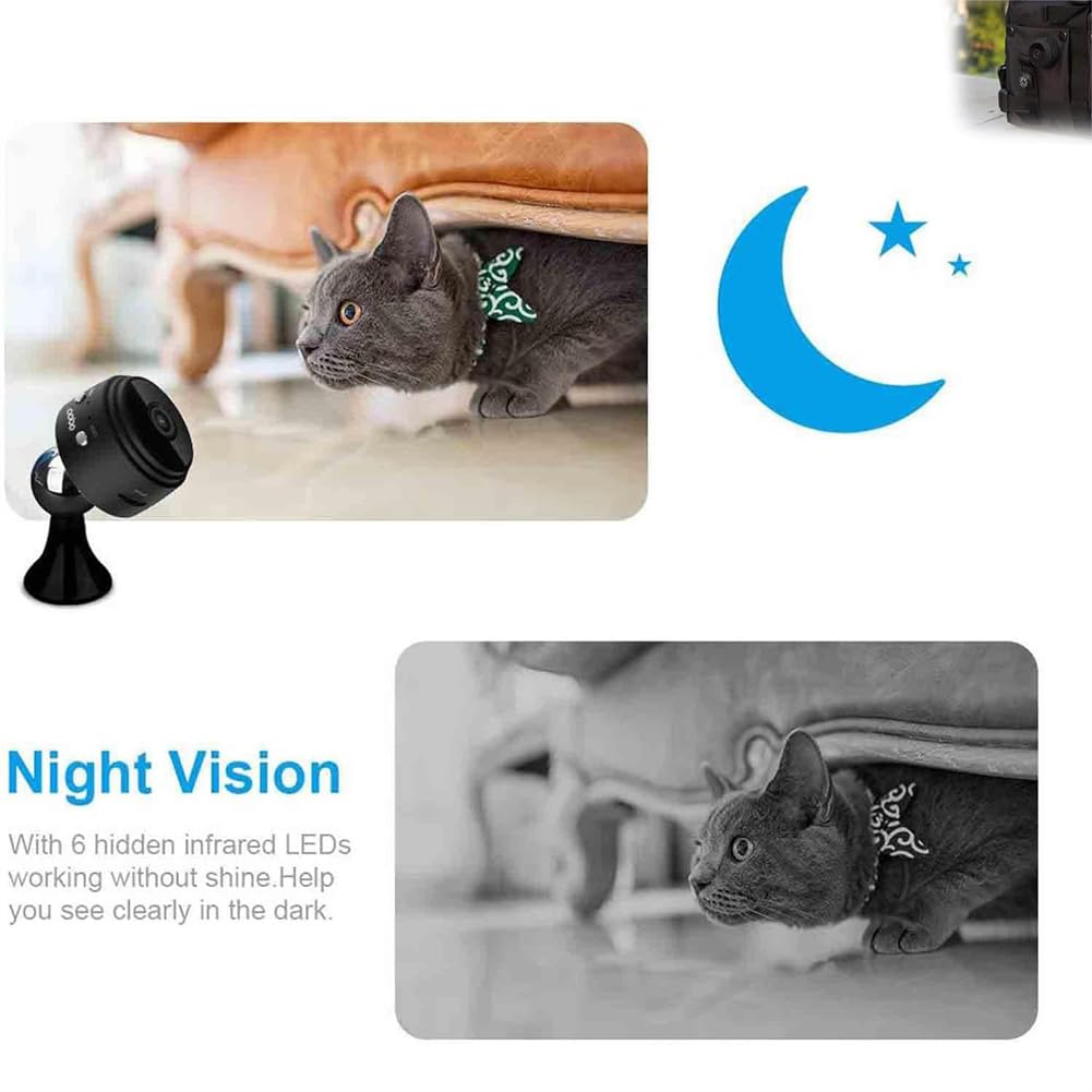 Qiamia Vista Focus Magnetic Mini Security Camera 4 Pack - 2024 New 360° Wireless WiFi HD 1080p Indoor/Outdoor Surveillance - Perfect for Home, Office, Baby Monitor & Pet Monitoring