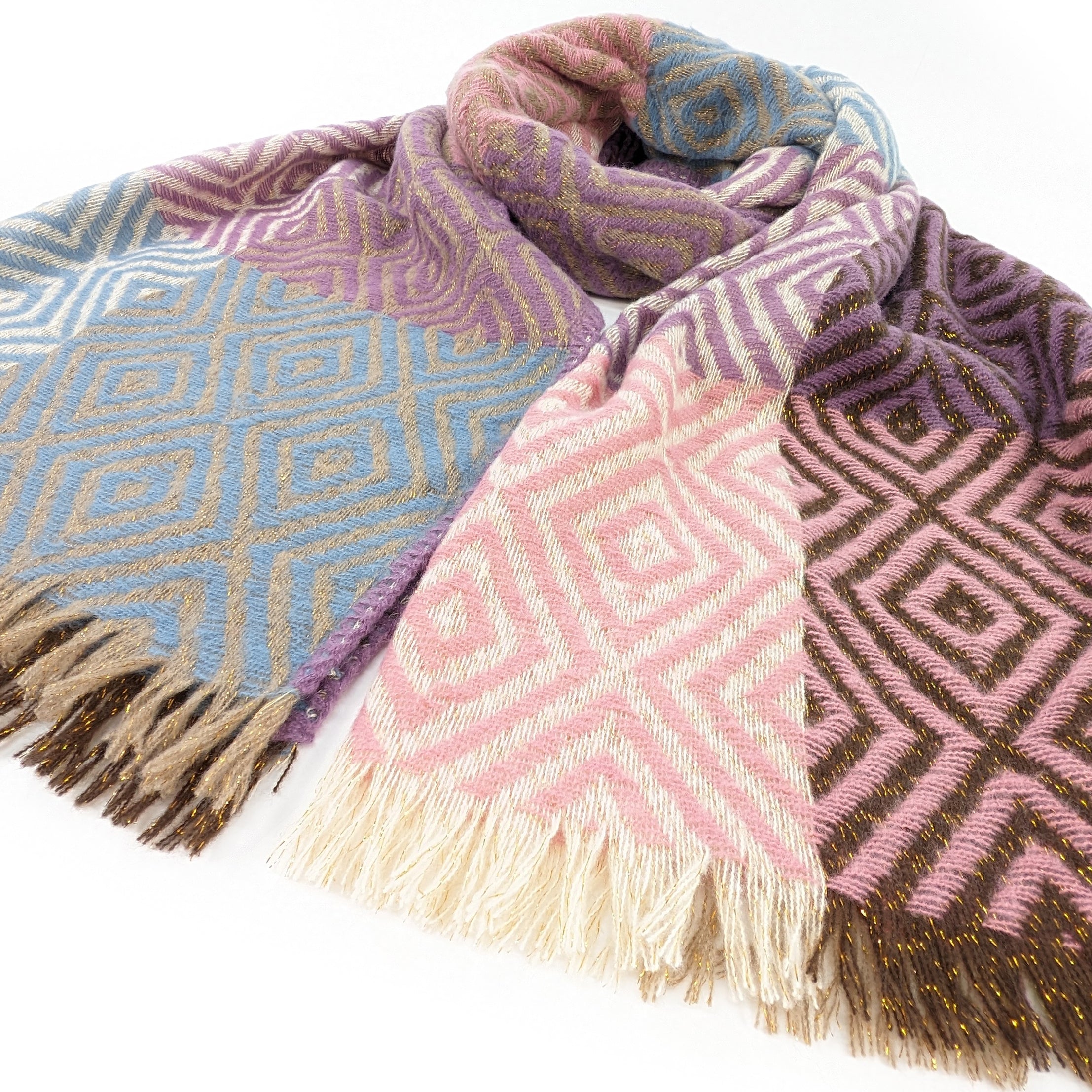 Nevsha Sparkling Diamonds Blanket Scarf - Soft Winter Shawl Wrap (65x180cm) in Pink & Purple - Perfect for Cold Weather, Fashion Accessory, Gift Idea