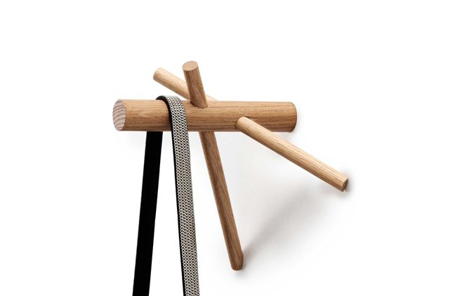 NORMANN COPENHAGEN Wooden Sticks Hooks - Set of 2 Natural Wall Hooks for Hanging Coats, Hats & Towels - Perfect for Entryway, Bathroom & Bedroom Organization