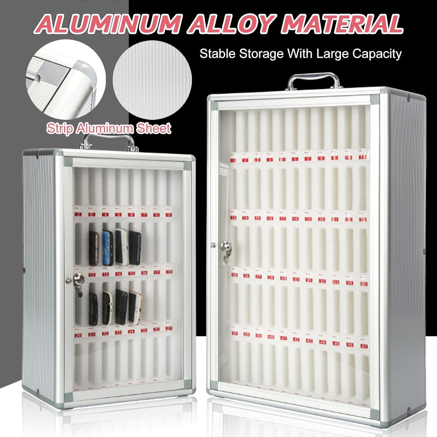 Secure Lockable Cell Phone Storage Cabinet with Key - Universal Size Fits All Smartphones (36 Slots) - Ideal for Schools, Offices & Public Spaces