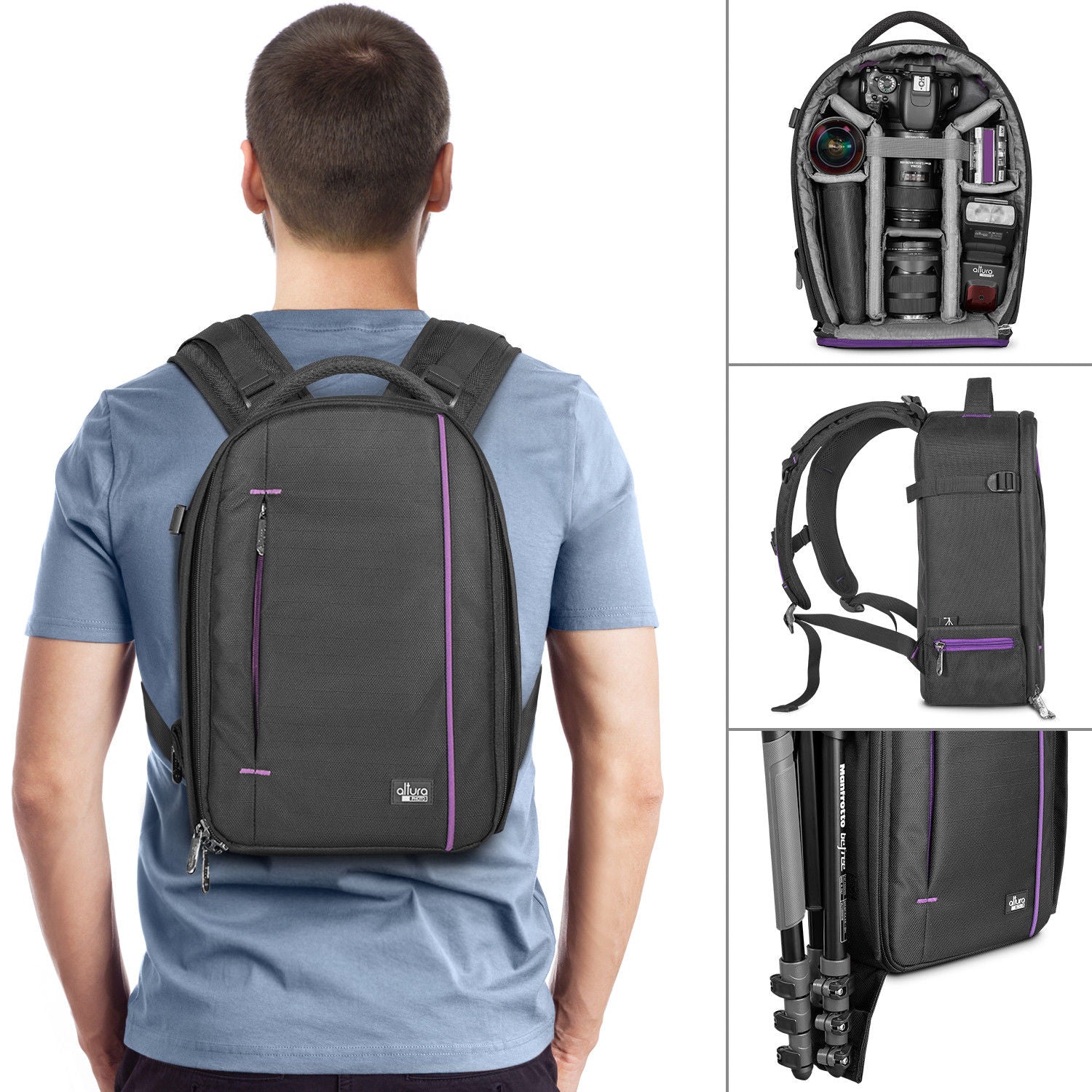Altura Photo DSLR Camera Backpack - Lightweight Travel Bag for Mirrorless & DSLR Cameras with Lenses - Perfect for Photography Trips, Hiking & Outdoor Adventures