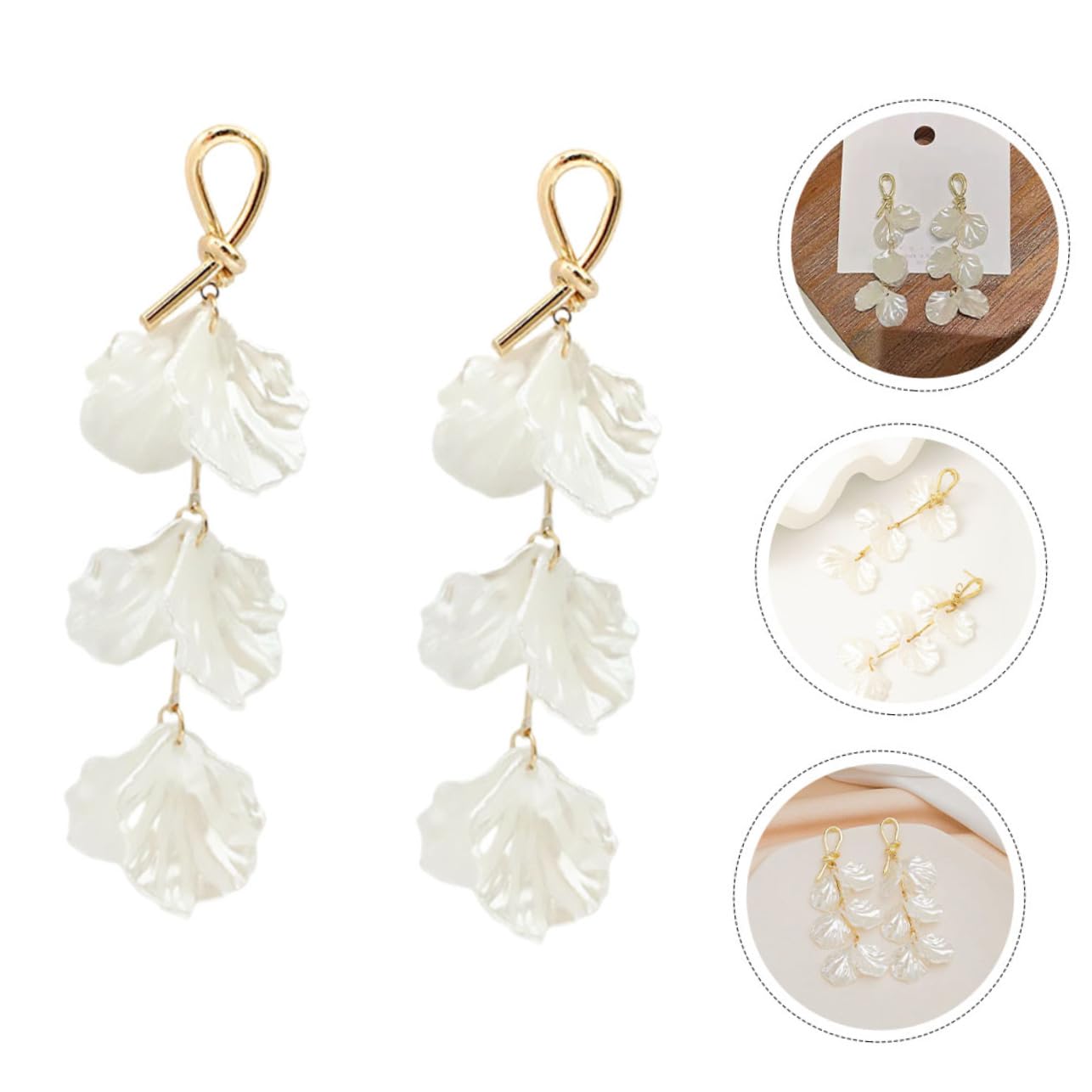 SOIMISS Women's Fashion Earrings - 1 Pair Dangle Earrings with Petal Shape Studs for Women | Elegant Jewelry for Parties, Weddings & Daily Wear