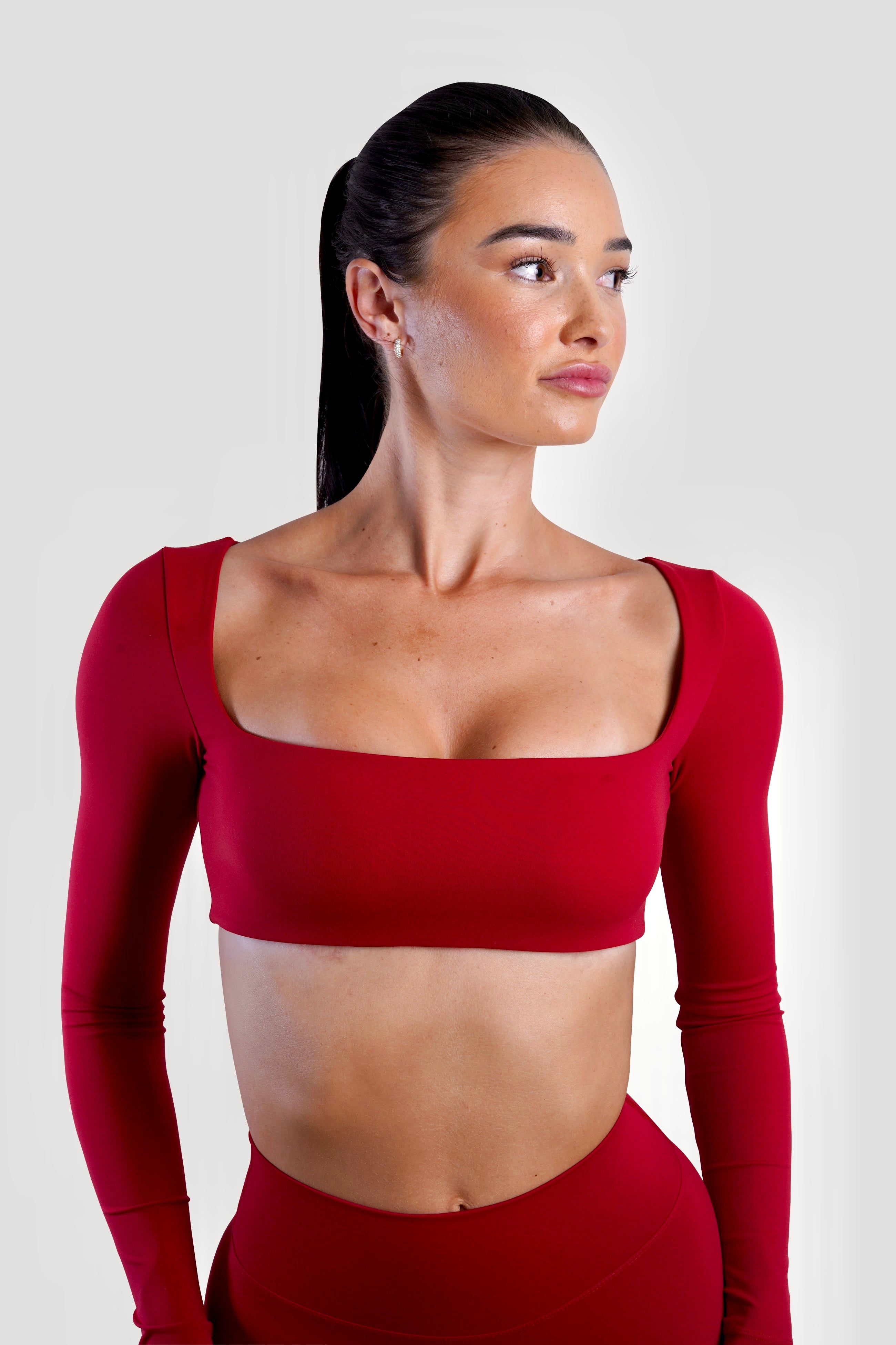 Sleek Long Sleeve Top for Women - Dark Red Stretchable Casual Shirt | Perfect for Office Wear, Date Night & Everyday Outfits