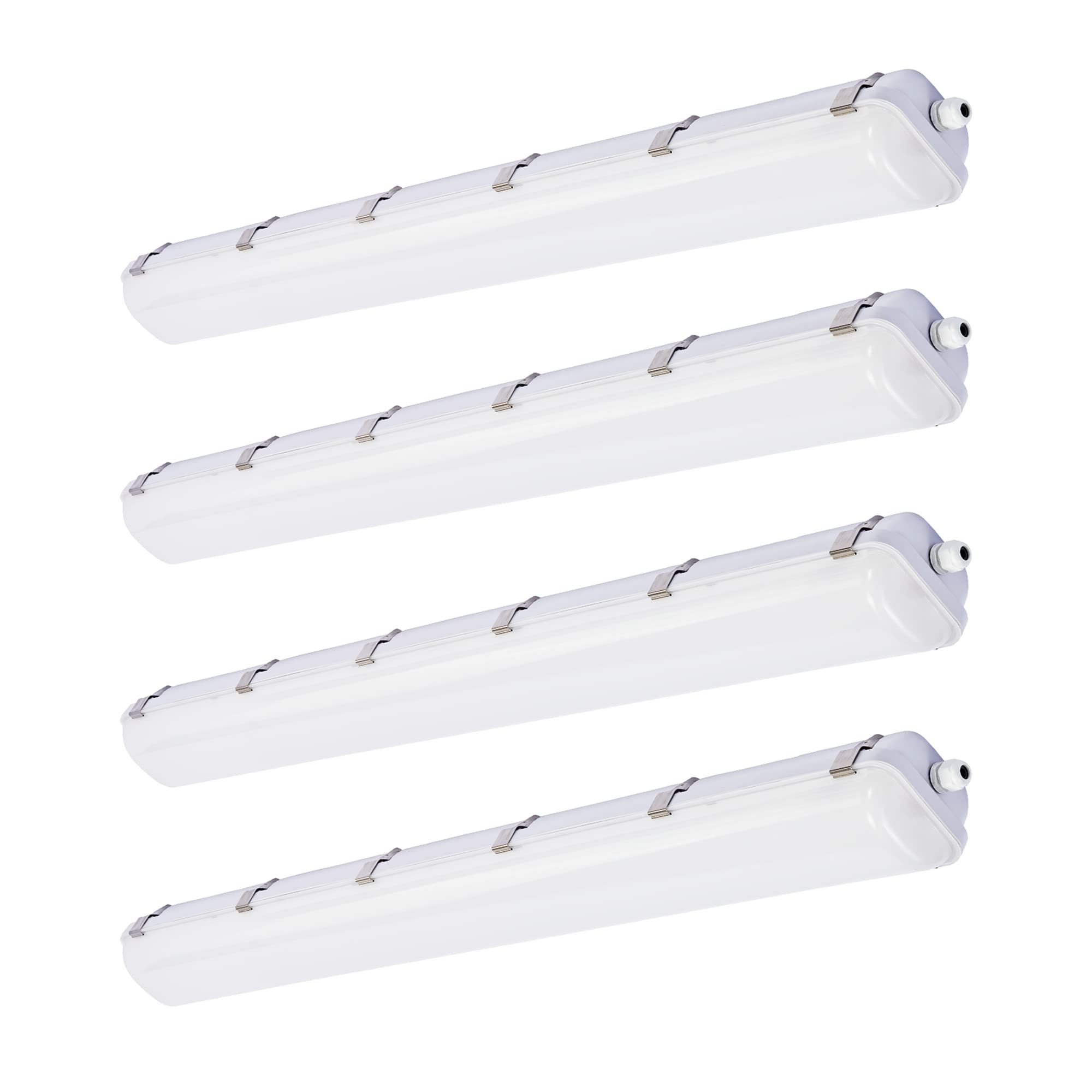 4FT LED Vapor Tight Light Fixture - 60W 6600lm (100W Equivalent) - 5000K Waterproof Shop Light - UL Listed - 4 Pack - Ideal for Car Wash, Carport, Walk-in Freezer, Parking Garage, Warehouse & Industrial Areas