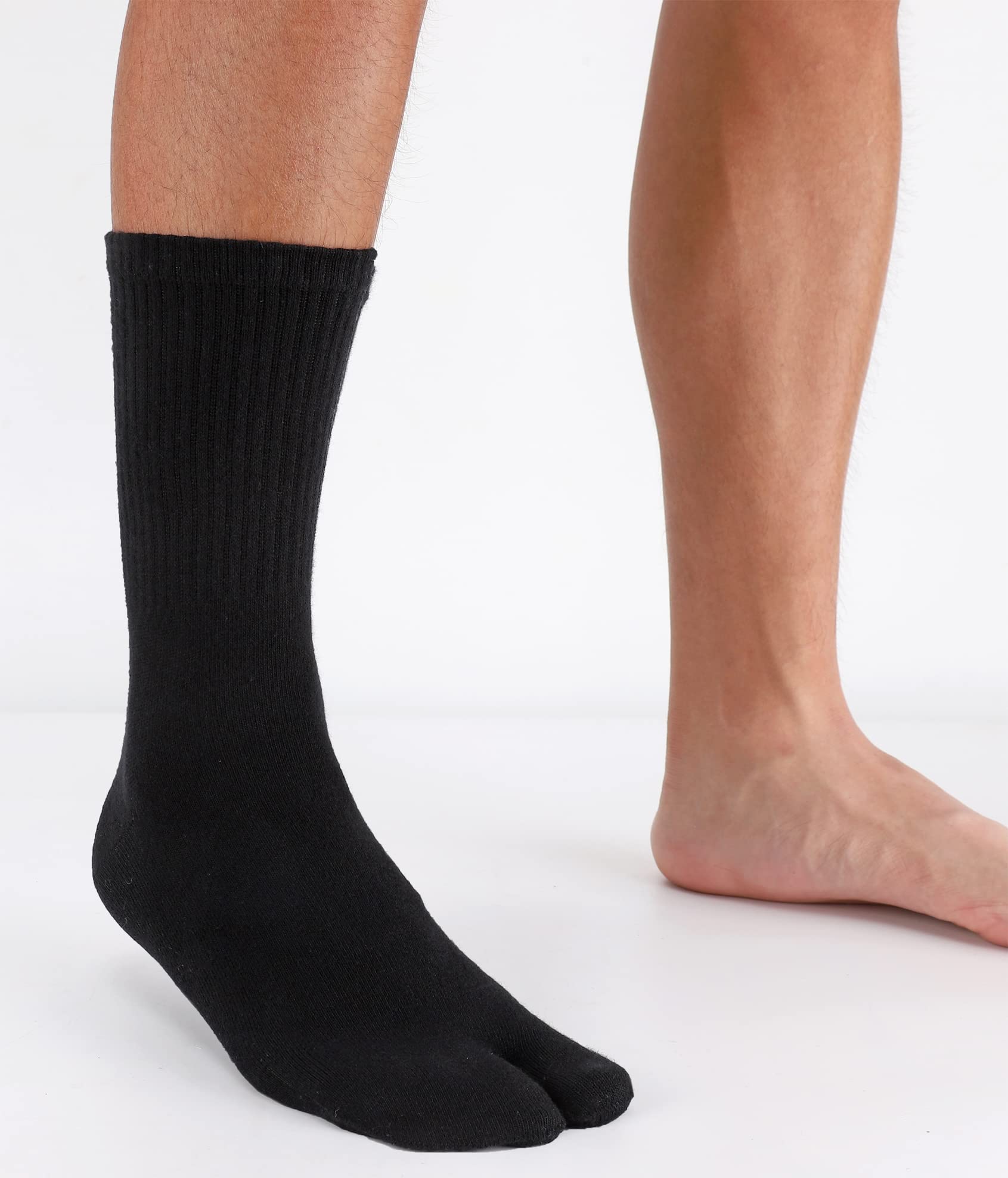 Split Toe Tabi Socks for Men & Women - Breathable Cotton Crew Socks (Pack of 4) - Perfect for Yoga, Martial Arts & Japanese Style Sandals