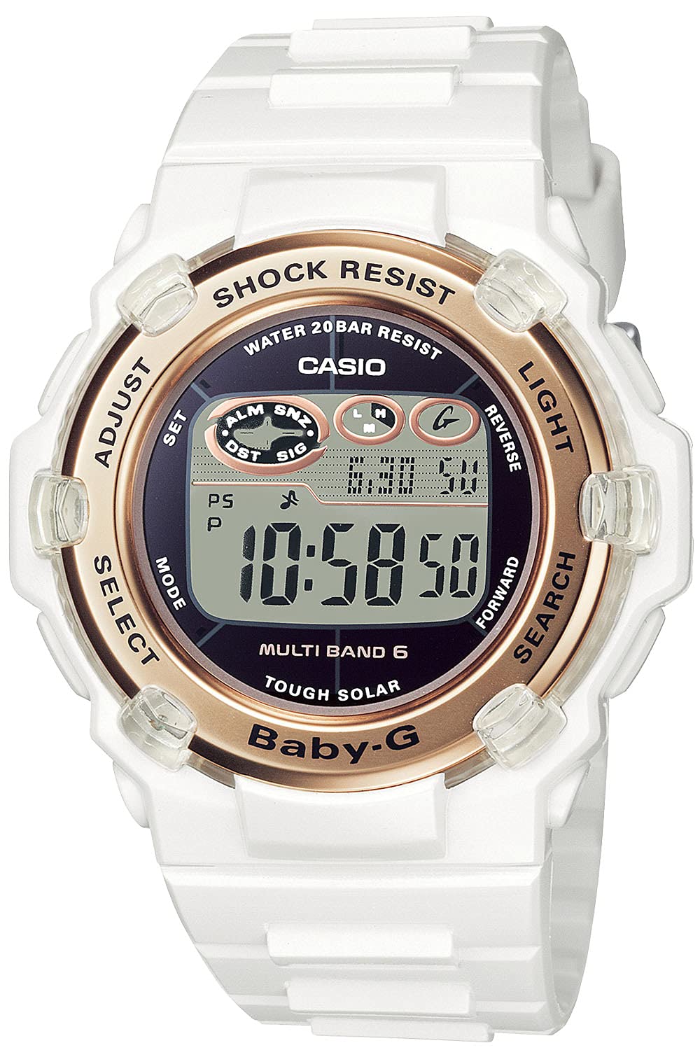 Casio Baby-G BGR-3003U-7AJF Solar-Powered Digital Watch for Women - White, Shock Resistant, Radio Controlled, Perfect for Sports & Outdoor Activities