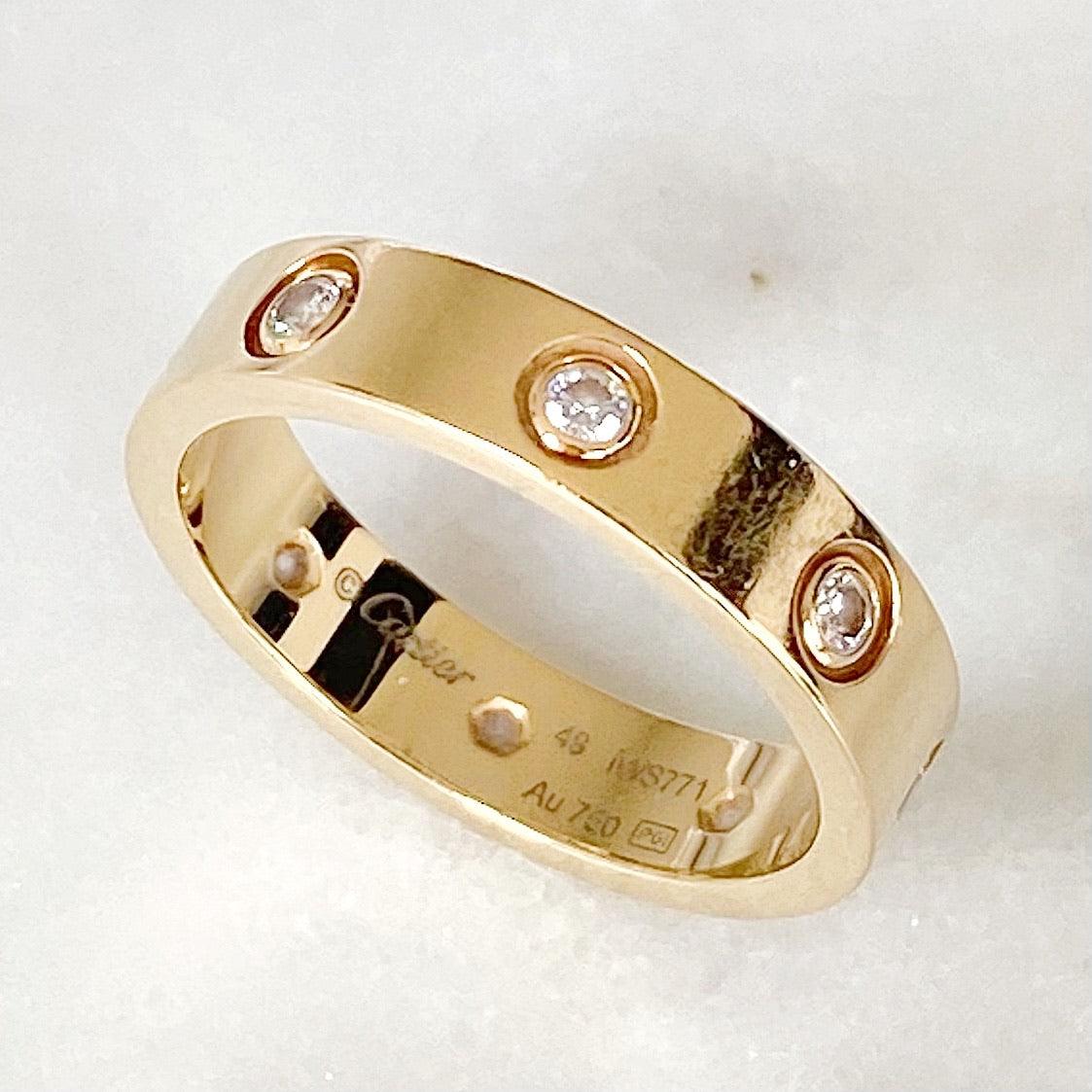 Cartier 18K Yellow Gold Love Ring with 8 Diamonds - Size 49 | Luxury Wedding Band, Anniversary Gift for Her, Romantic Jewelry for Special Occasions