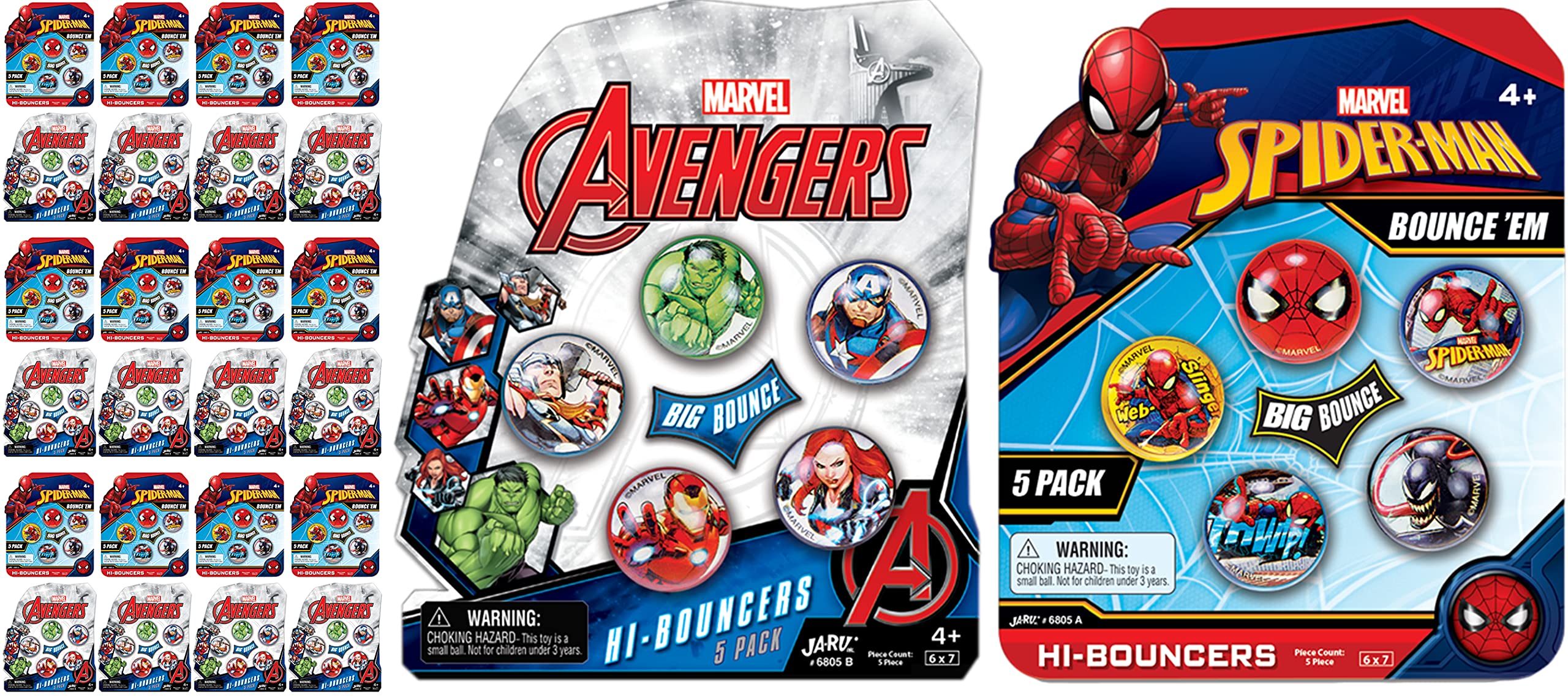 JA-RU Marvel Avengers & Spiderman Super Bouncy Balls - 1.2