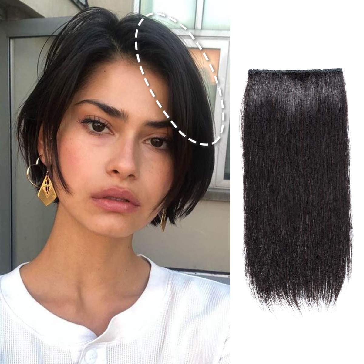 TRESSED UP Clip-In Human Hair Extensions for Women - 2-Piece Side Cover Up Patches (Black) | Instant Volume & Natural Look for Parties, Weddings & Everyday Styling
