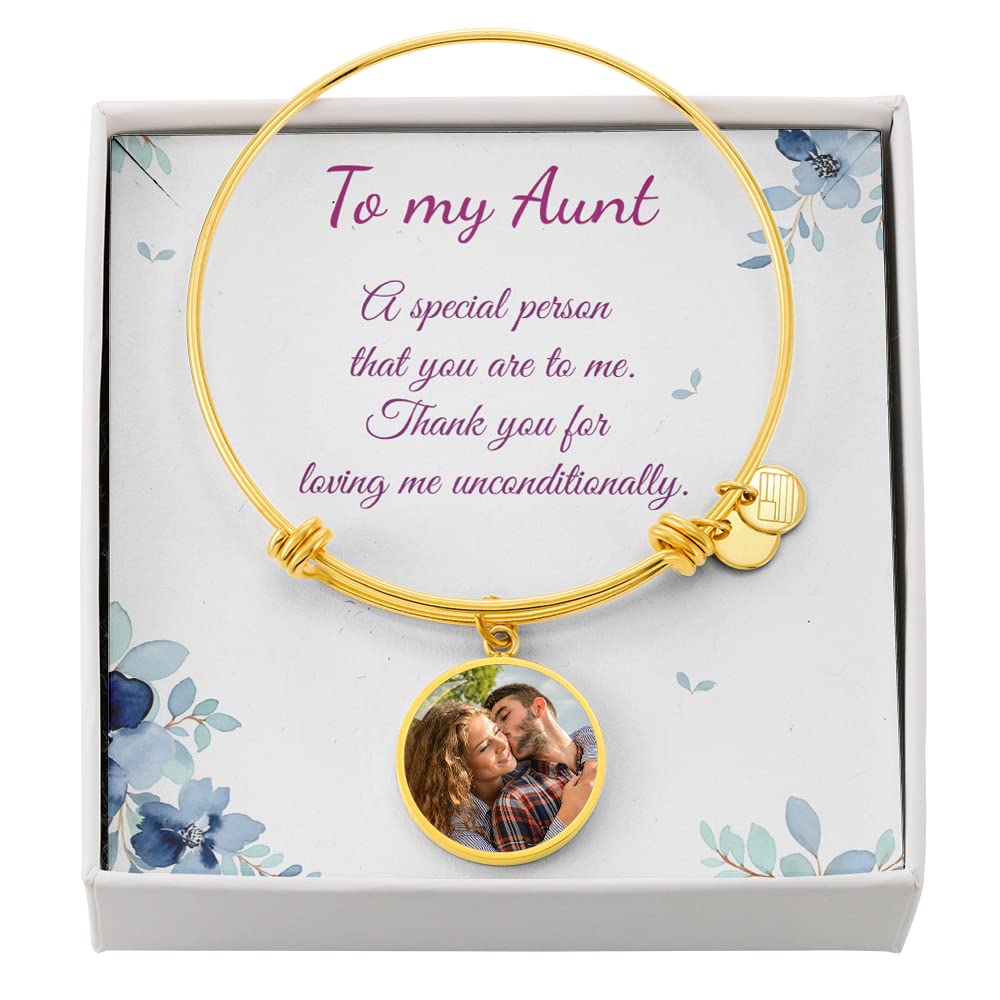 Personalized Aunt Bracelet - Engraved Circle Bangle with Message Card & Gift Box - Thoughtful Birthday Gift for Aunt - Perfect for Mother's Day, Christmas & Special Occasions
