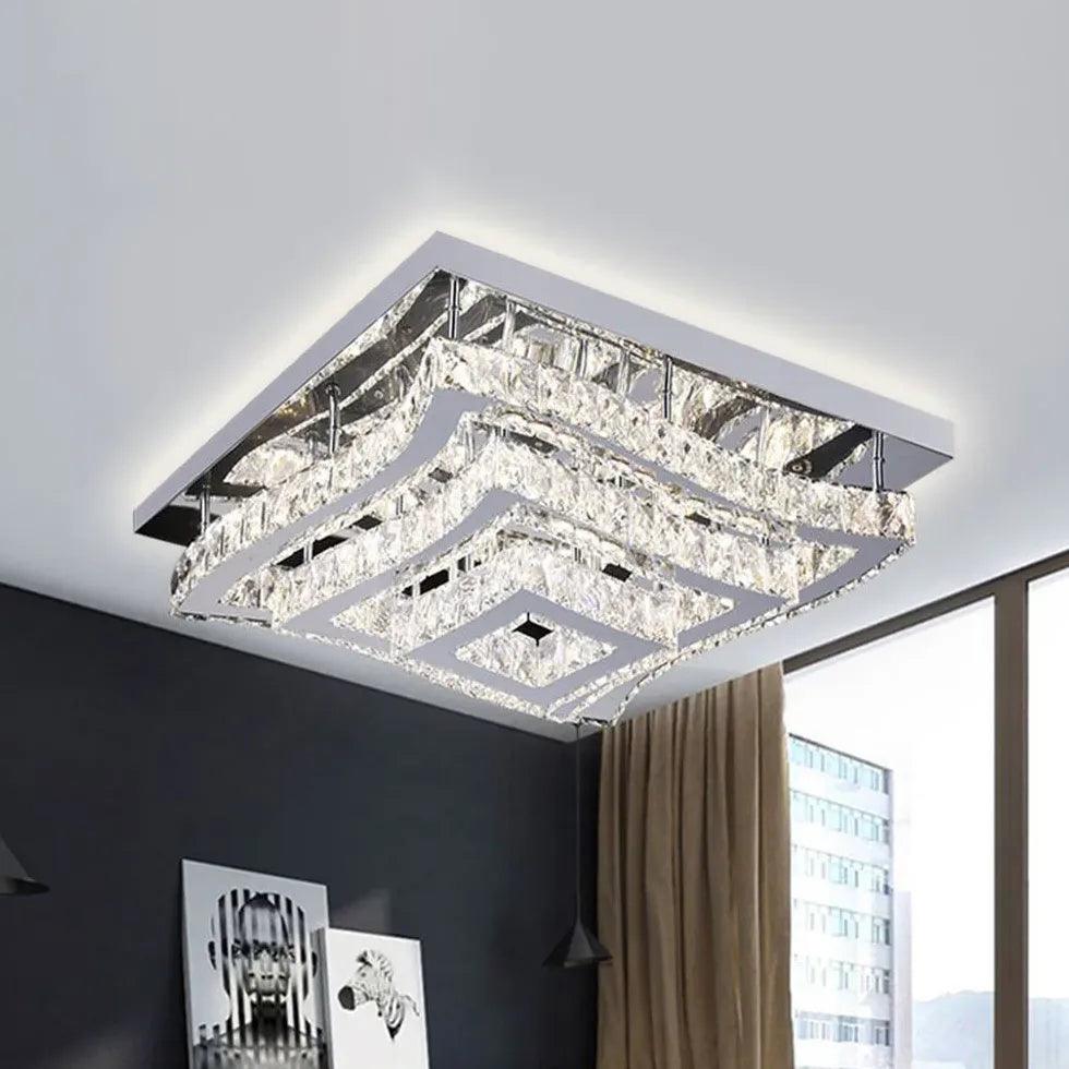Elegant Square Crystal Multi-Layer Luxury Ceiling Light - Modern Chandelier for Dining Room, Living Room & Bedroom Lighting Decor