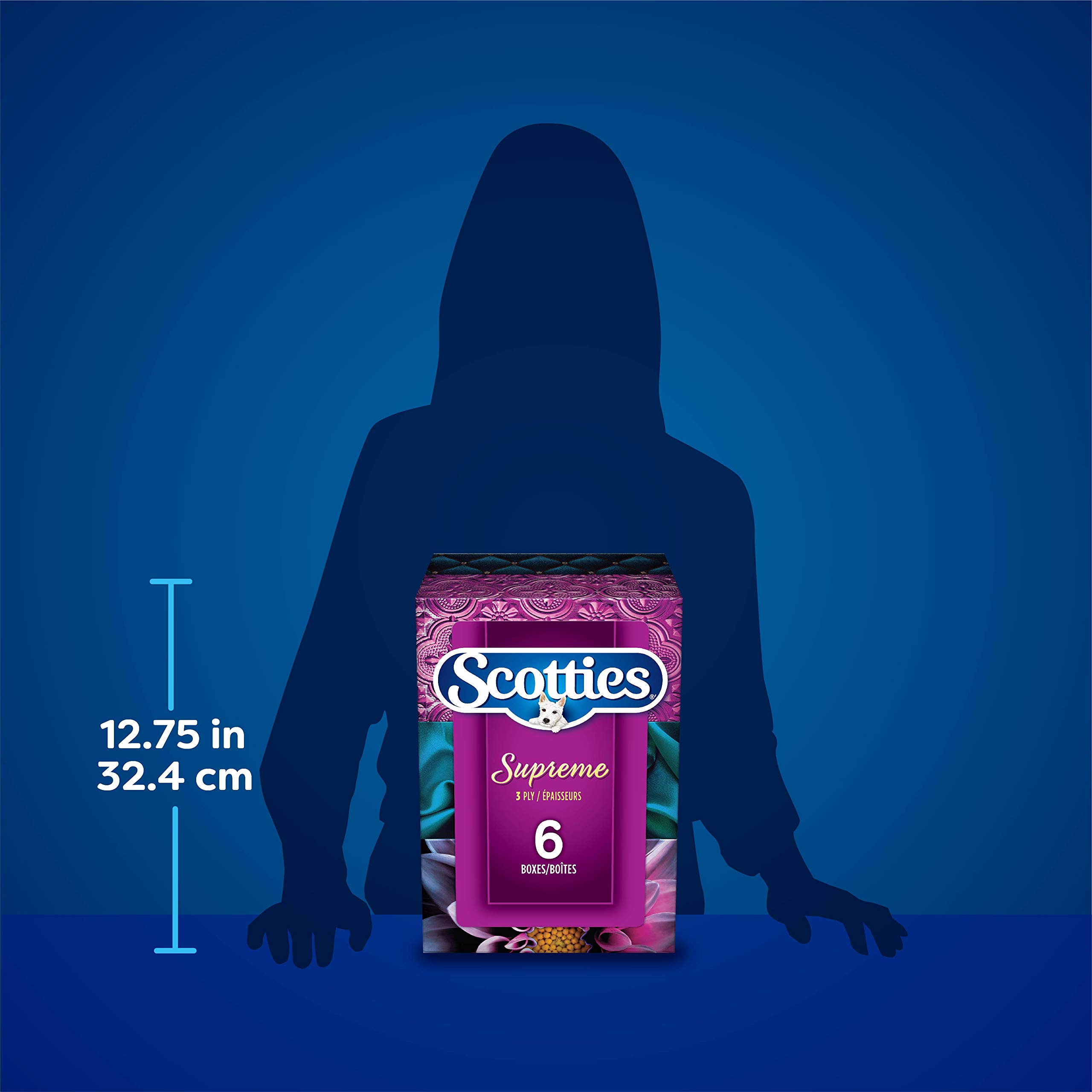 Scotties Supreme 3-Ply Facial Tissues, 88 Sheets per Box - 6 Pack | Soft & Strong for Home, Office & Travel | Hypoallergenic & Lotion-Free | Canadian Brand