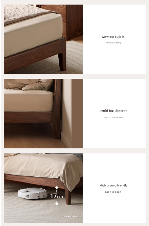 Solid Black Walnut Wood Bed Frame - Queen Size, Natural Wood Grain, Sturdy Platform Bed - Perfect for Modern, Farmhouse & Rustic Bedroom Decor