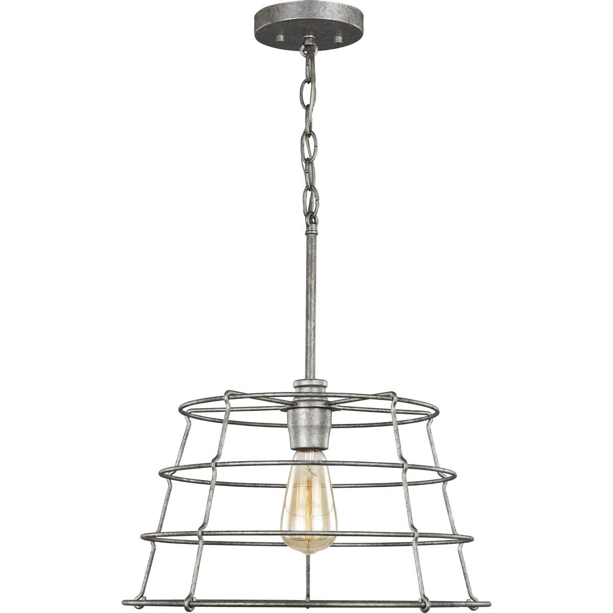 Progress Lighting Chambers Collection 1-Light Farmhouse Pendant Light - Galvanized Metal Finish - Rustic Kitchen Island Lighting - Perfect for Dining Room, Bar, or Entryway Decor