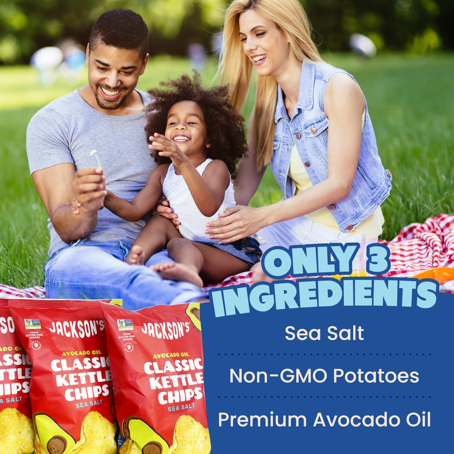 Jackson’s Classic Sea Salt Kettle Chips (5oz, Pack of 7) - Premium Avocado Oil, Gluten Free, Vegan, Kosher Snacks - Shark Tank Featured Product - Perfect for Parties, Picnics & Healthy Snacking
