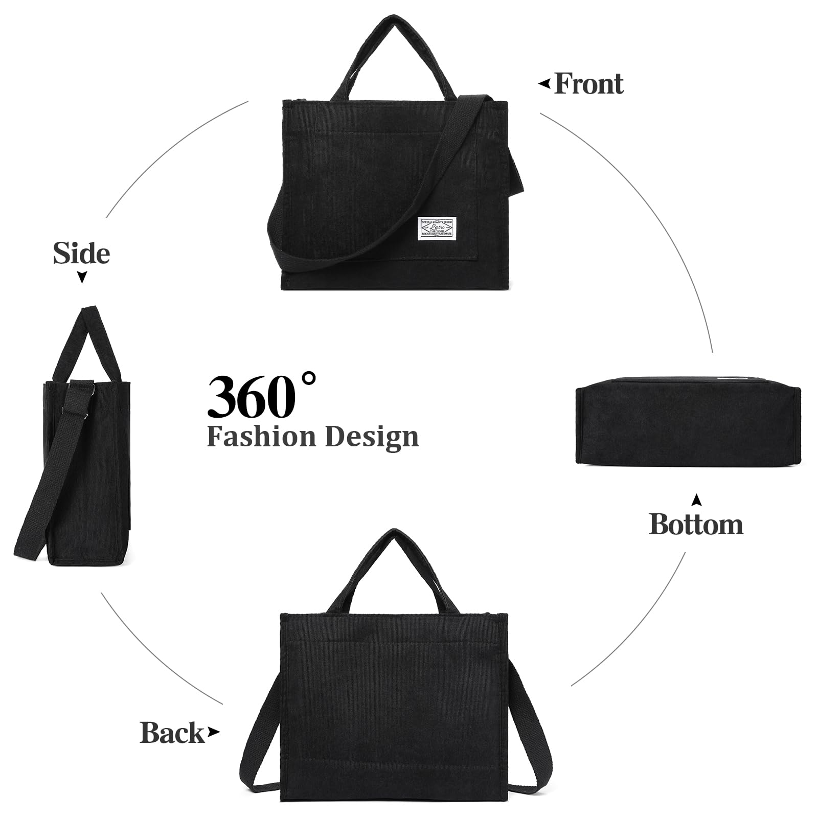 GAEKEAO Women's Corduroy Tote Bag - Stylish Hobo Crossbody Purse with Shoulder Strap, Versatile Handbag Satchel for Work, Travel & Shopping