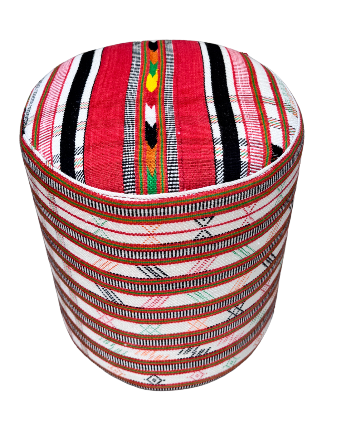 Handmade Tribal Pattern Stool - Boho Chic Home Decor Accent for Living Room, Bedroom, or Outdoor Seating