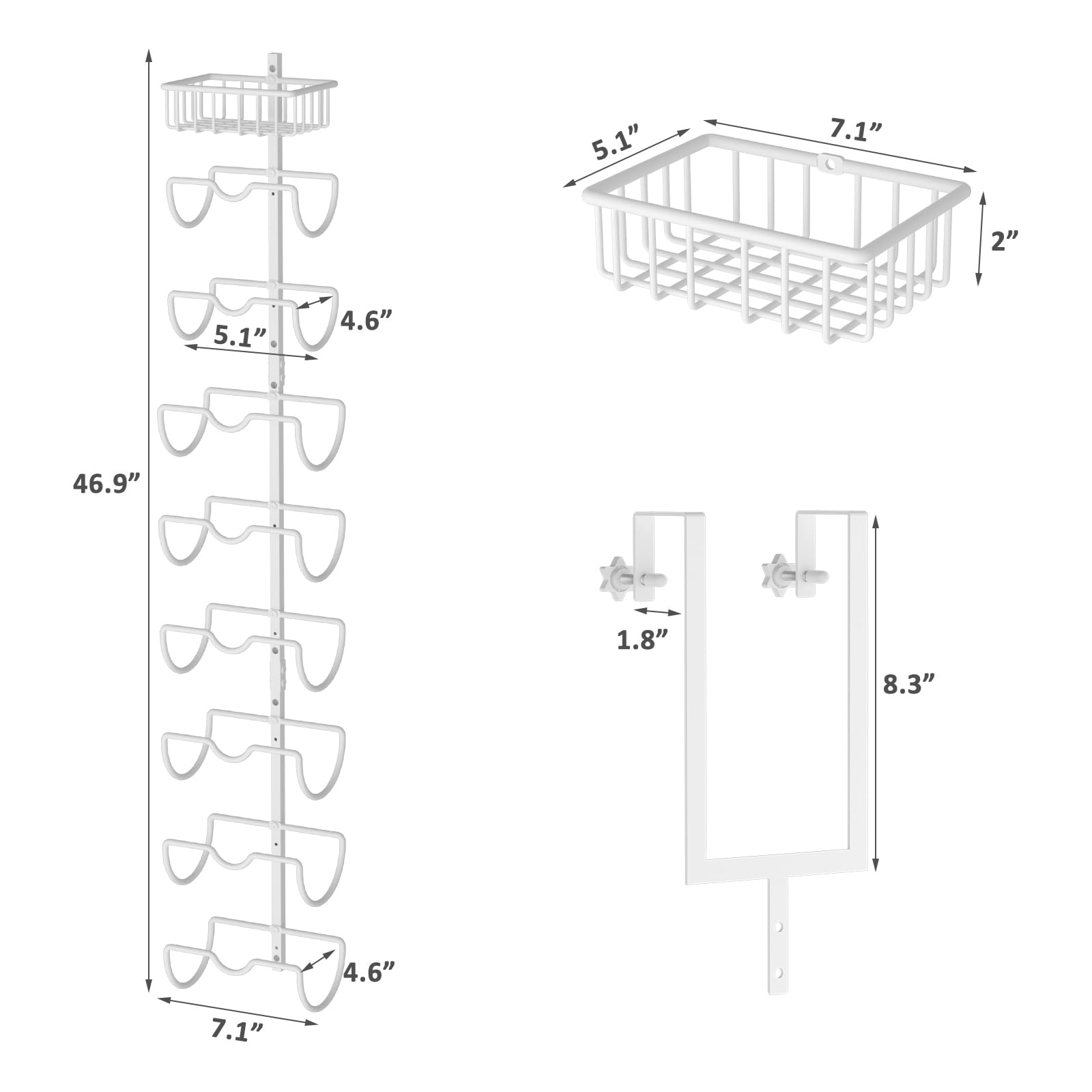 X-cosrack 9-Tier Adjustable Over The Door Towel Rack - Space Saving Bathroom & Closet Organizer for Towels, Robes & Accessories - Perfect for Small Bathrooms, Walk-in Closets & Laundry Rooms (White)