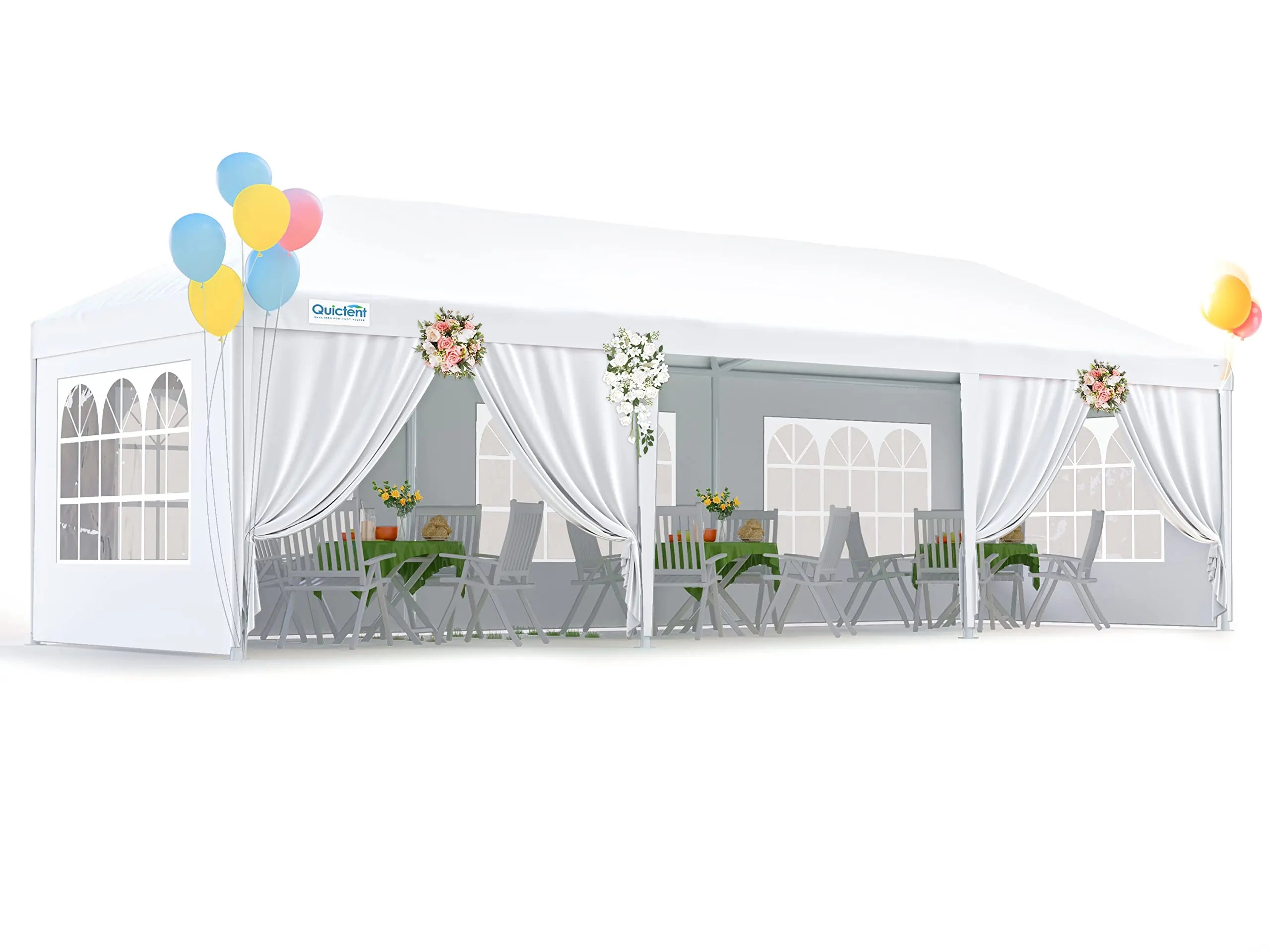 10' x 30' White Party Tent - Waterproof Outdoor Canopy for Weddings, Picnics & Backyard Events - Heavy Duty Frame with UV Protection
