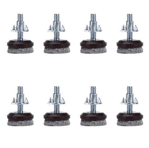 Adjustable Furniture Levelers - Heavy-Duty 1/4-20 Threaded Leveling Feet with High-Density Felt Pads (Pack of 8) - Perfect for Chair Legs, Tables, Sofas & Uneven Floors