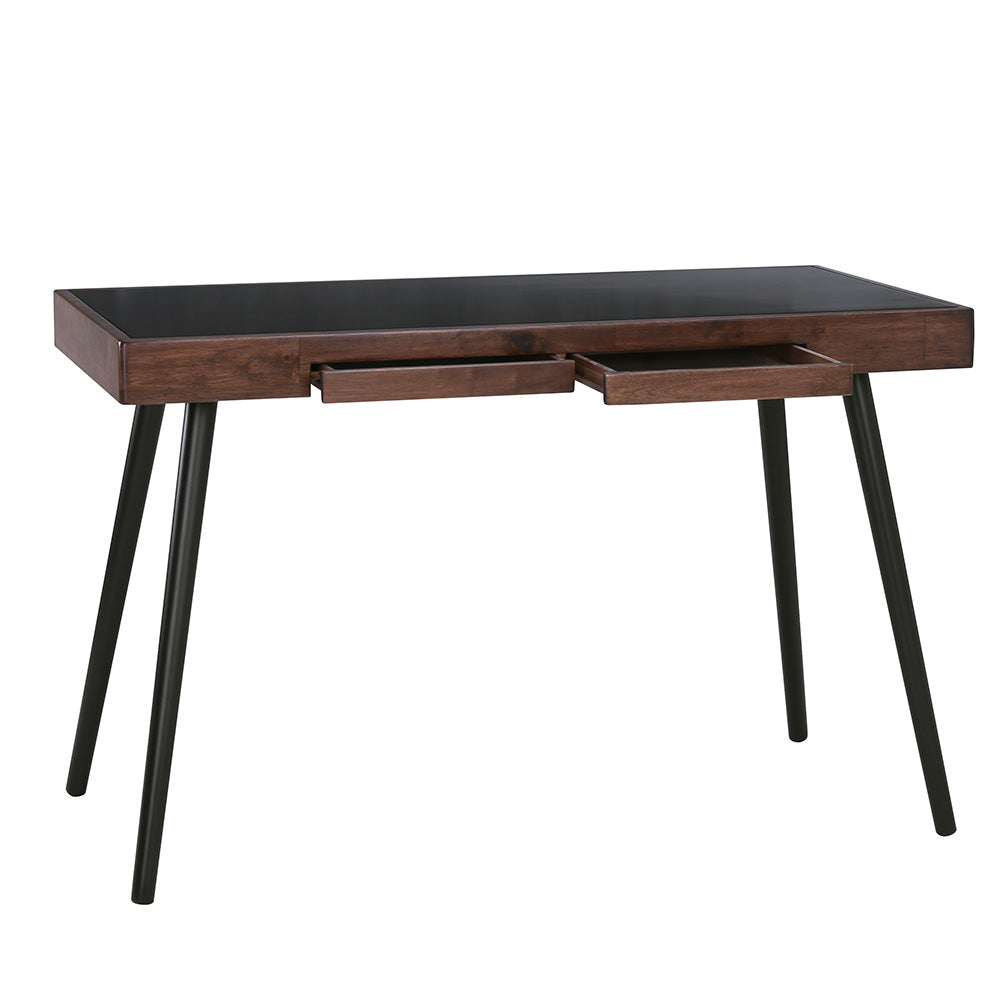 RETH Study Desk 120cm Walnut & Black - Modern Home Office Desk for Students & Professionals - Perfect for Small Spaces, Dorm Rooms & Remote Work