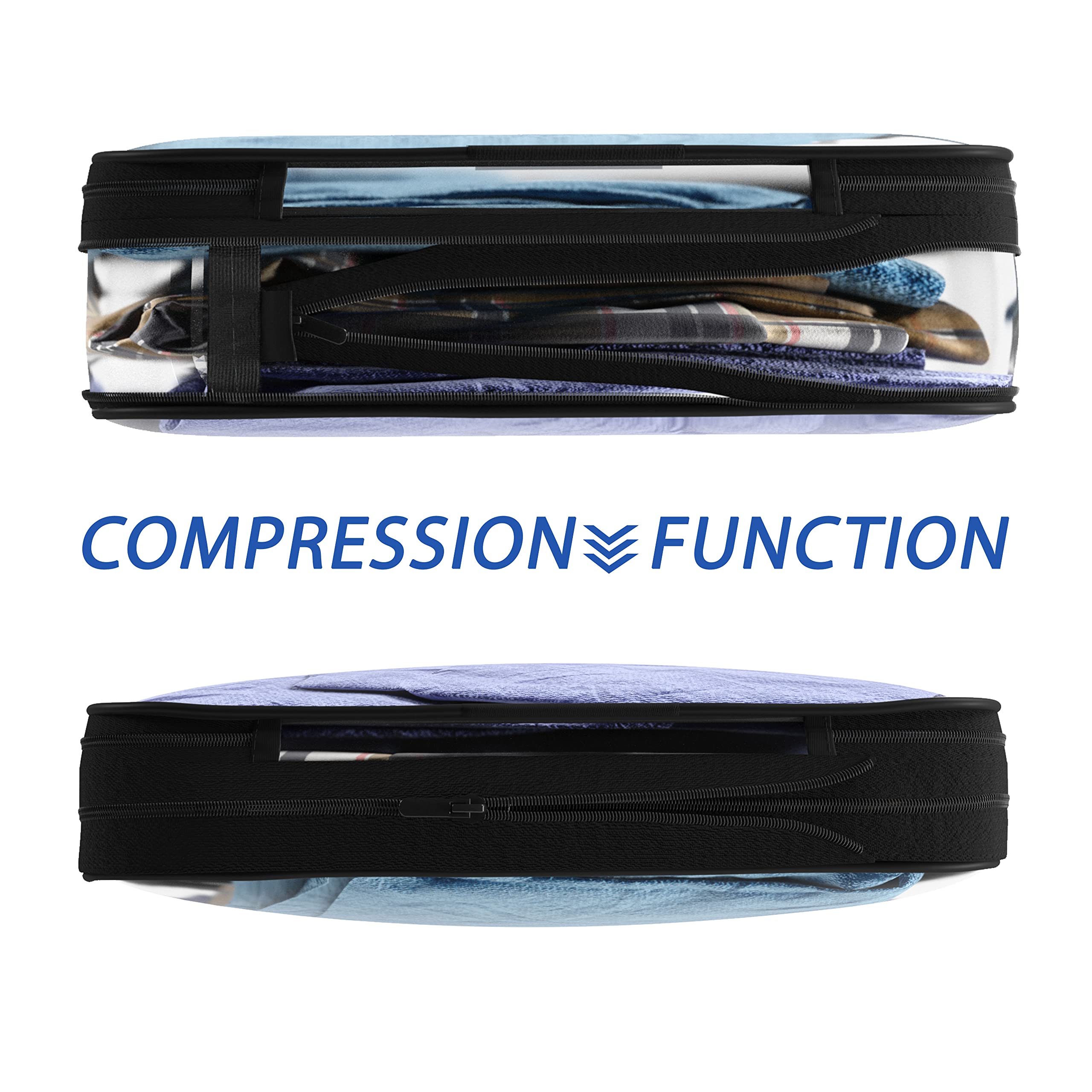 Clear Compression Packing Cubes 3-Piece Set - Large Transparent Travel Organizer Bags for Suitcases & Backpacks - Space-Saving PVC Luggage Organizers with See-Through Design - Perfect for Business Trips, Vacations & Weekend Getaways