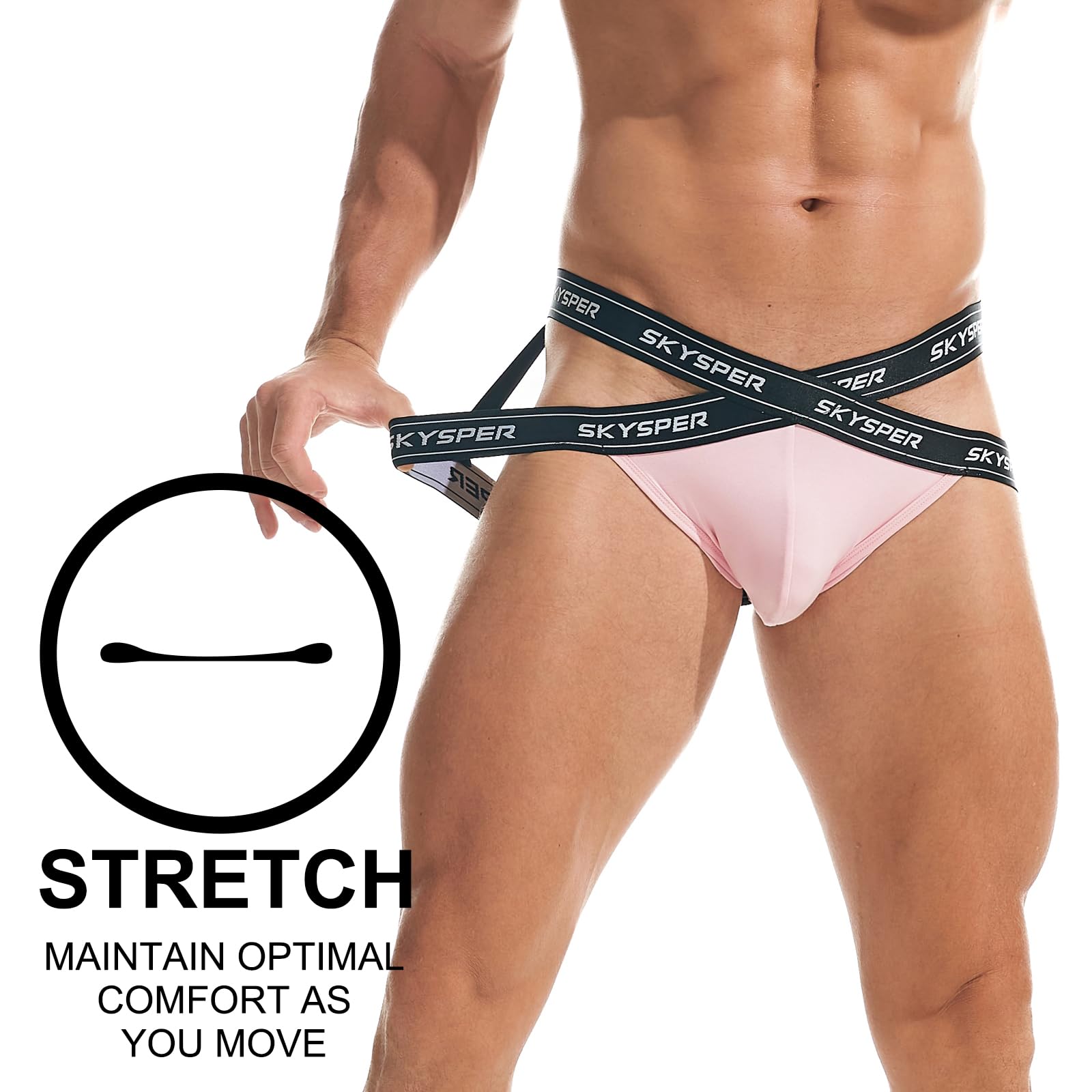 SKYSPER Men's Athletic Jockstrap Support Underwear - Breathable & Comfortable for Sports, Workout, Running, Gym - Sexy Male Underwear for Active Lifestyles
