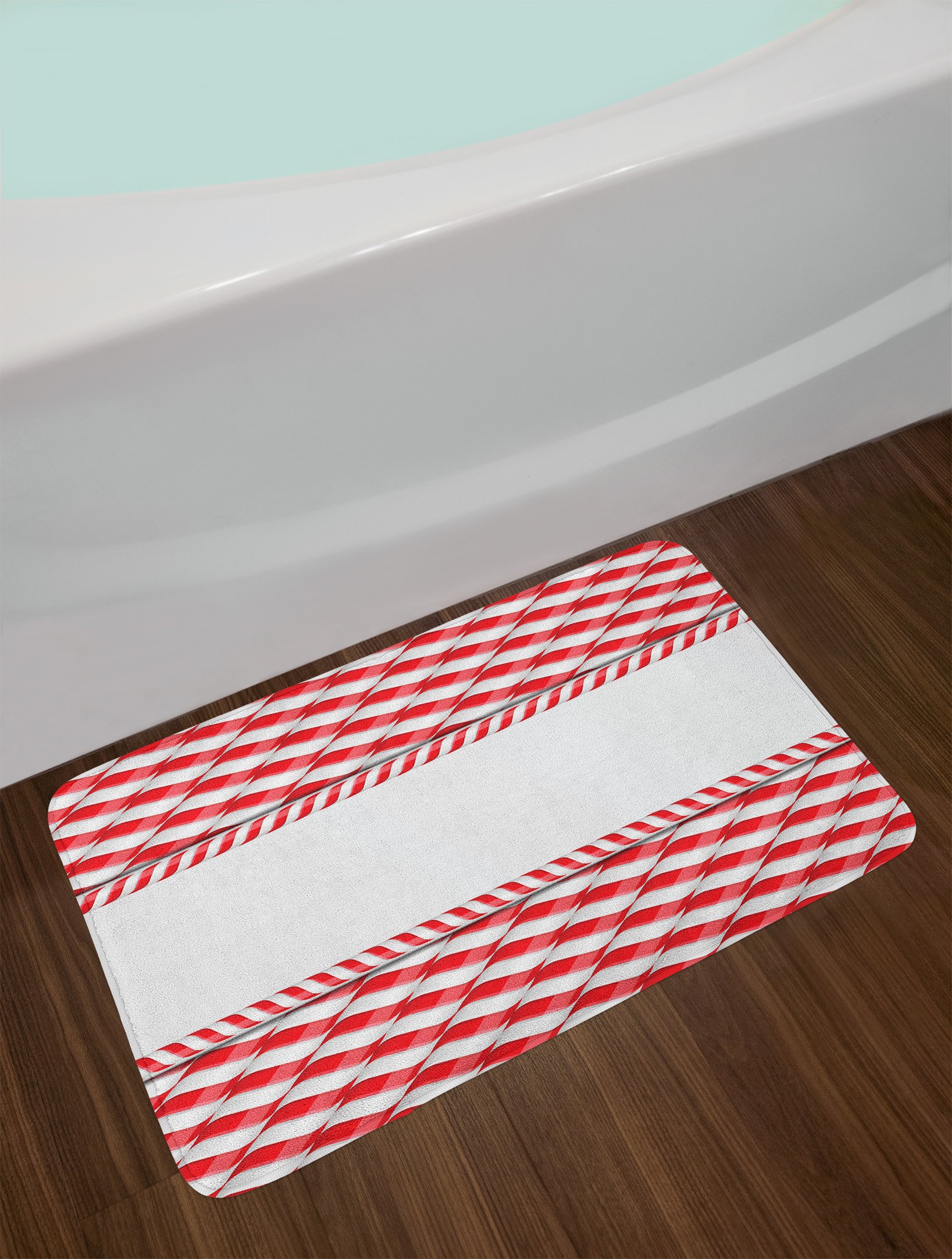 Ambesonne Non-Slip Christmas Candy Cane Bath Mat - 30.2