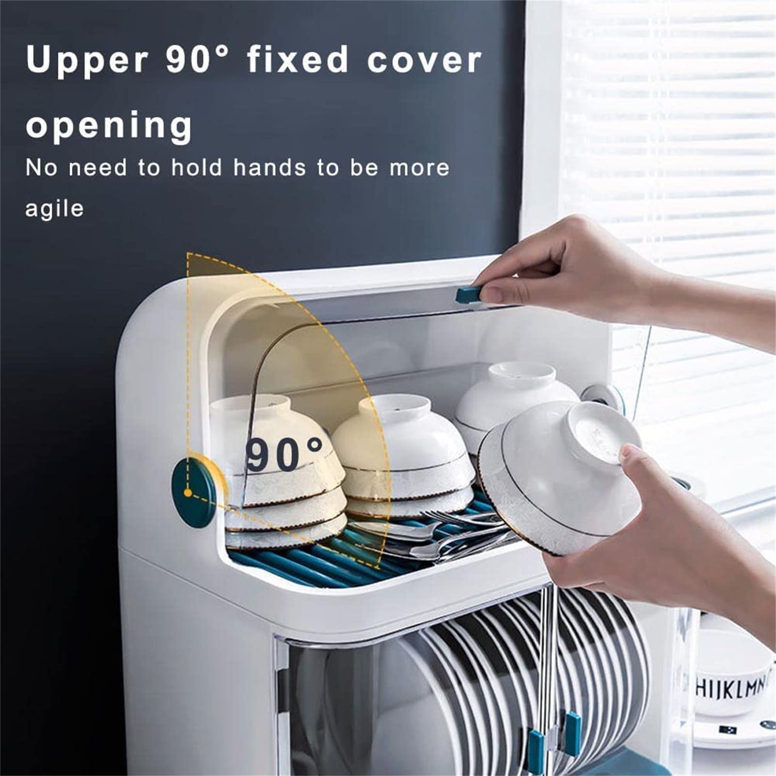 2-Tier Dish Drying Rack with Drain Board & Transparent Dust Cover - Space Saving Kitchen Organizer for Plates, Cups, Utensils - Perfect for Small Kitchens, Apartments & RVs