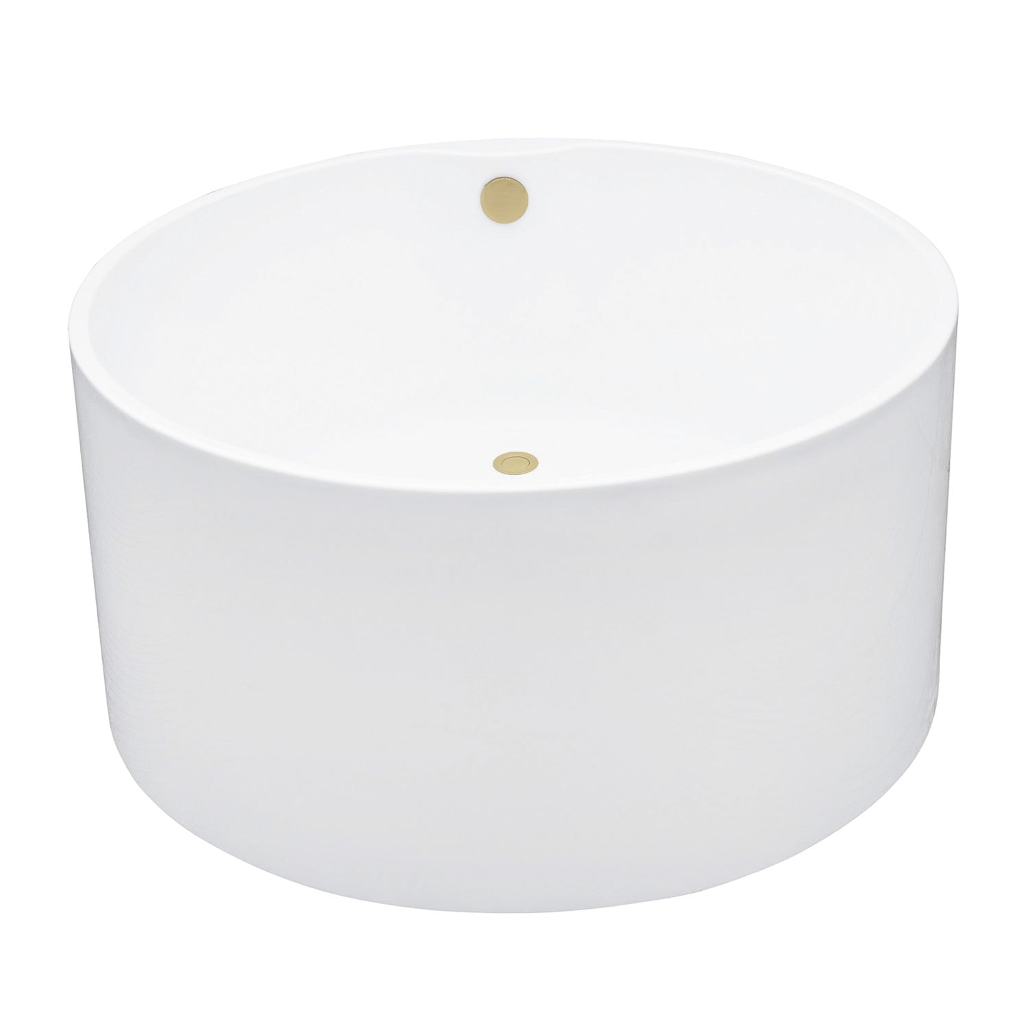 Aqua Eden 45 Inch Acrylic Round Freestanding Bathtub - Double Ended Soaking Tub with Overflow & Drain, Glossy White & Polished Brass Finish - Perfect for Luxury Bathrooms & Spa Retreats