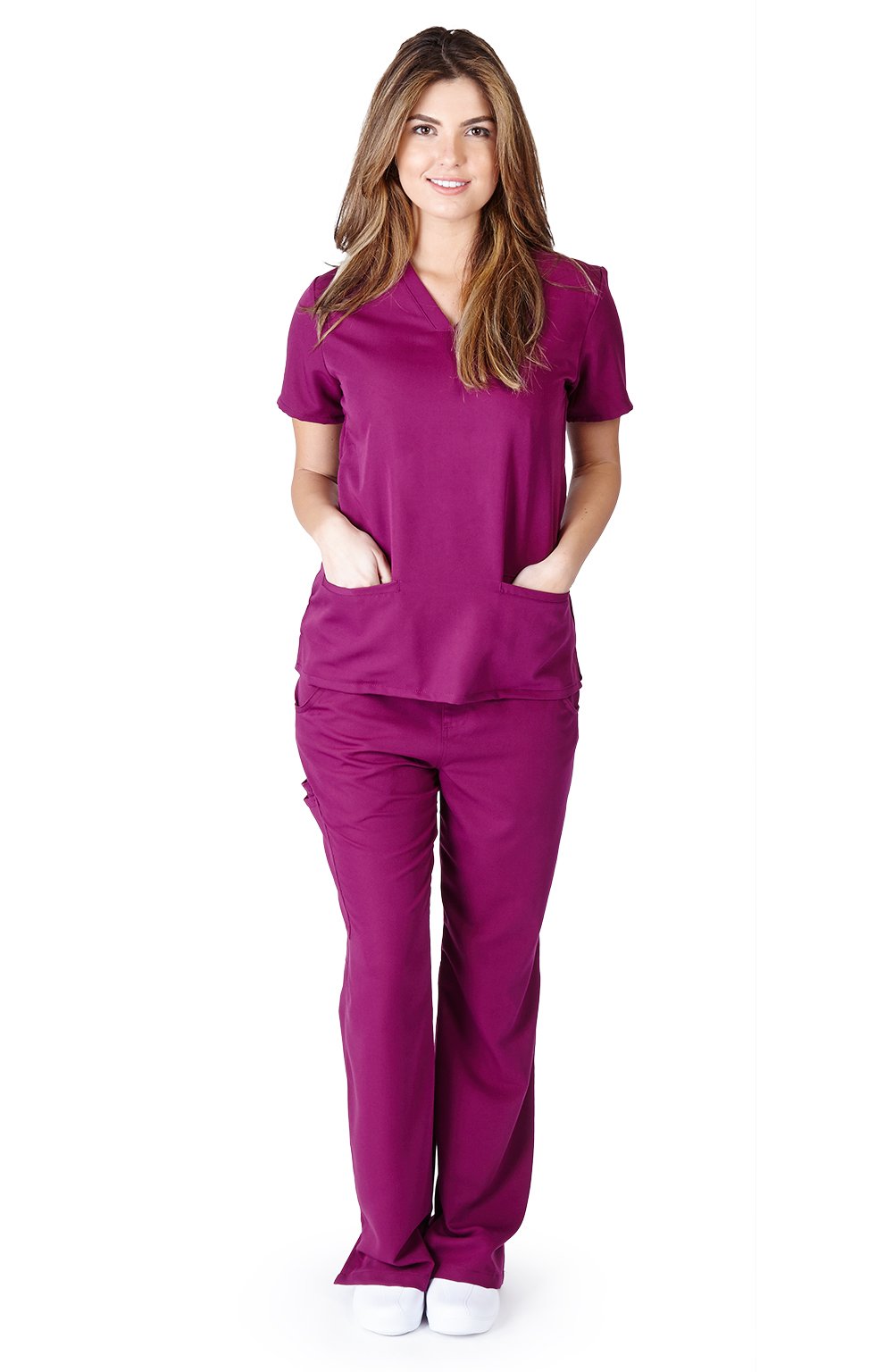 Ultra Soft Women's Two Pocket Scrub Top - Comfortable Medical Uniform for Nurses & Healthcare Workers - Burgundy 38785 XX-Large - Perfect for Hospital Shifts, Clinics & Healthcare Professionals