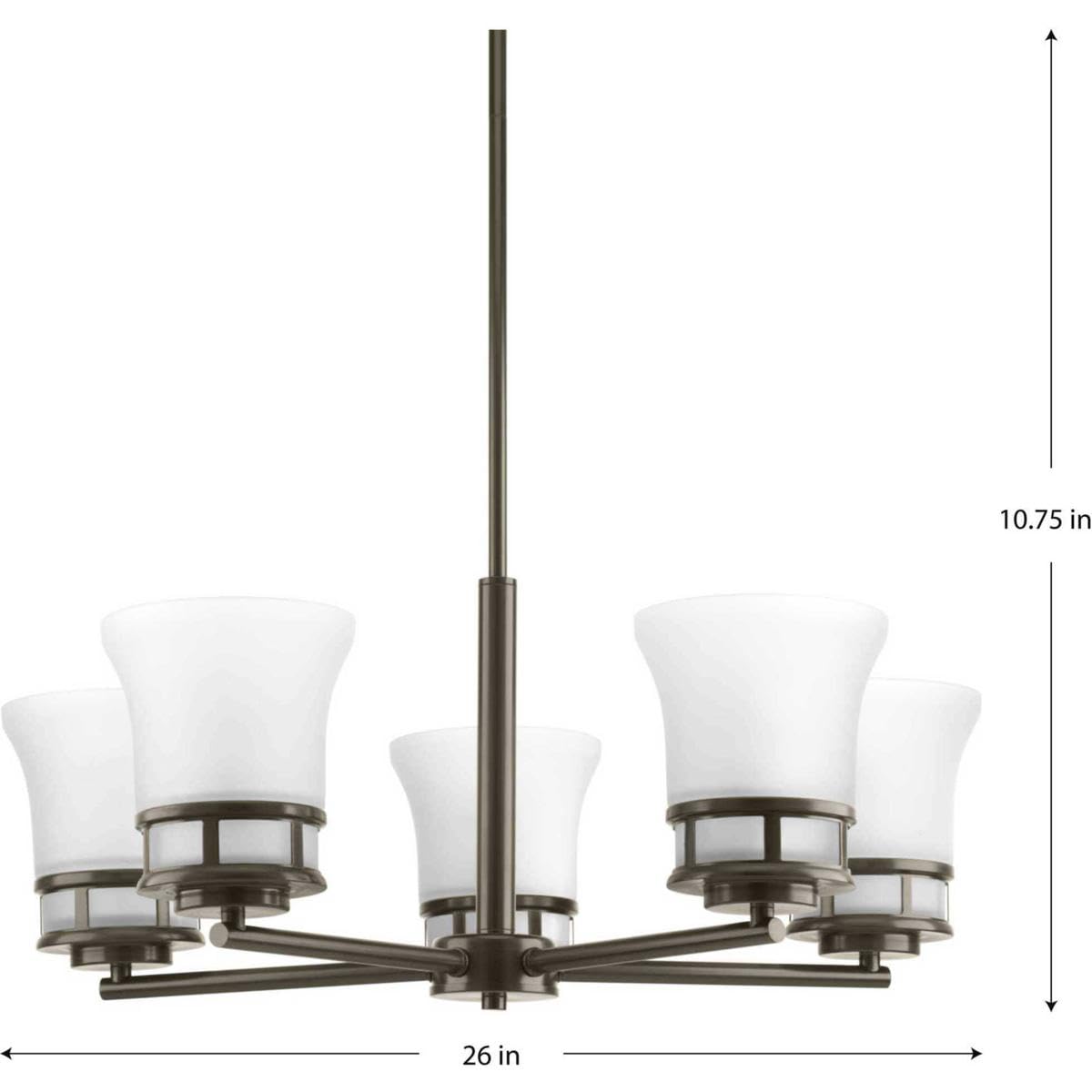 Cascadia Collection 5-Light Coastal Chandelier - Etched Glass Shade in Antique Bronze Finish - Perfect for Beach House, Coastal Decor & Dining Room Lighting