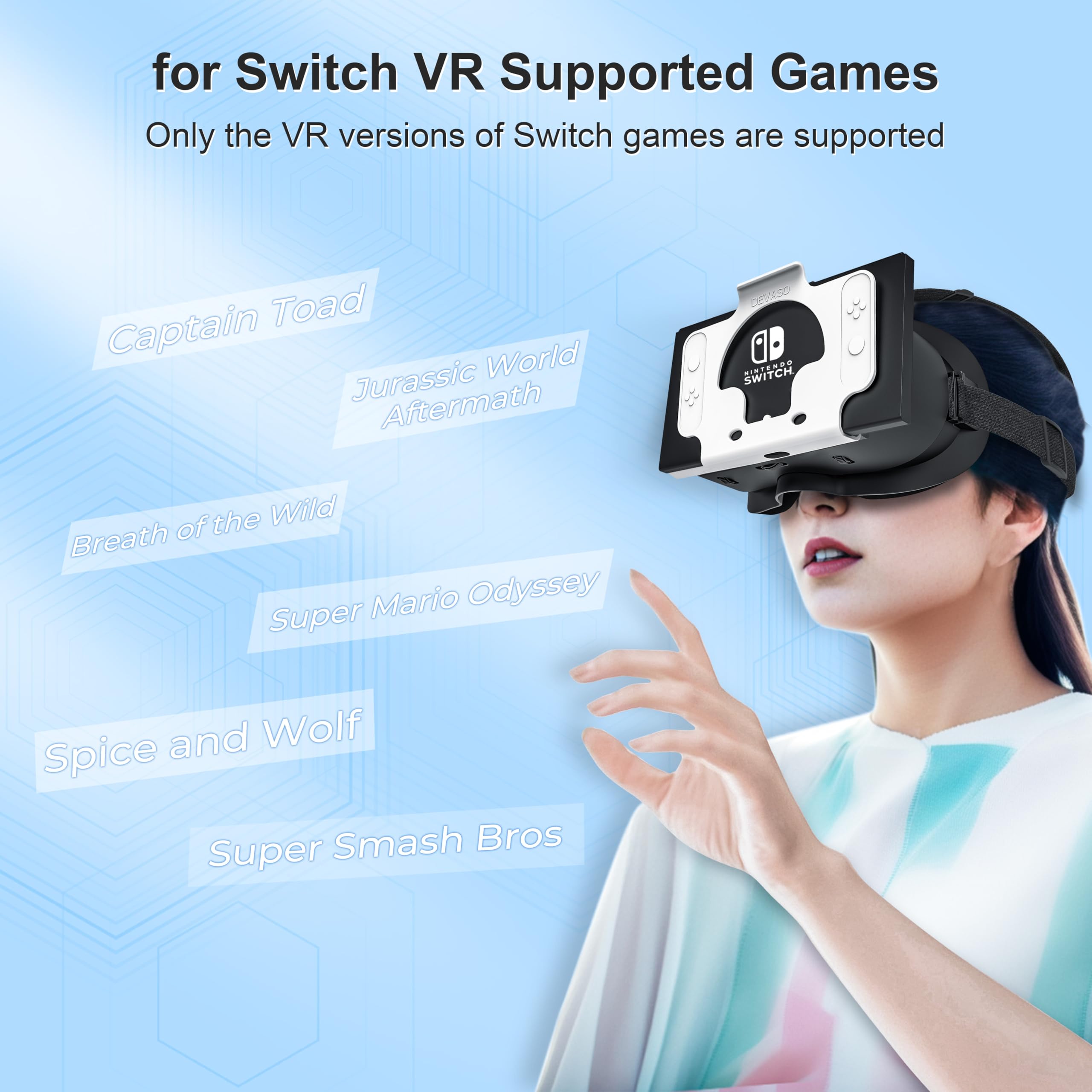 Upgraded VR Headset for Nintendo Switch & Switch OLED - Adjustable HD Lenses, Comfortable Head Strap | Virtual Reality Glasses for Gaming, 3D Movies & Labo VR Kit Accessory | Immersive Gaming Experience for Kids & Adults