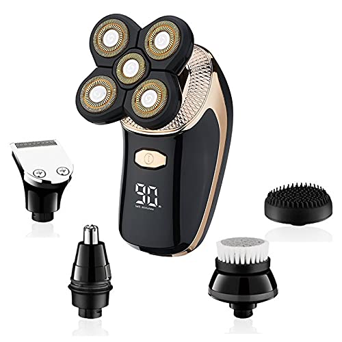 5-in-1 Electric Shaver for Men - Rechargeable Wet/Dry Head & Beard Shaver - Rotary Shaving Machine for Bald Men - Full Body Grooming Kit - Perfect for Travel, Gym & Daily Shaving Routine