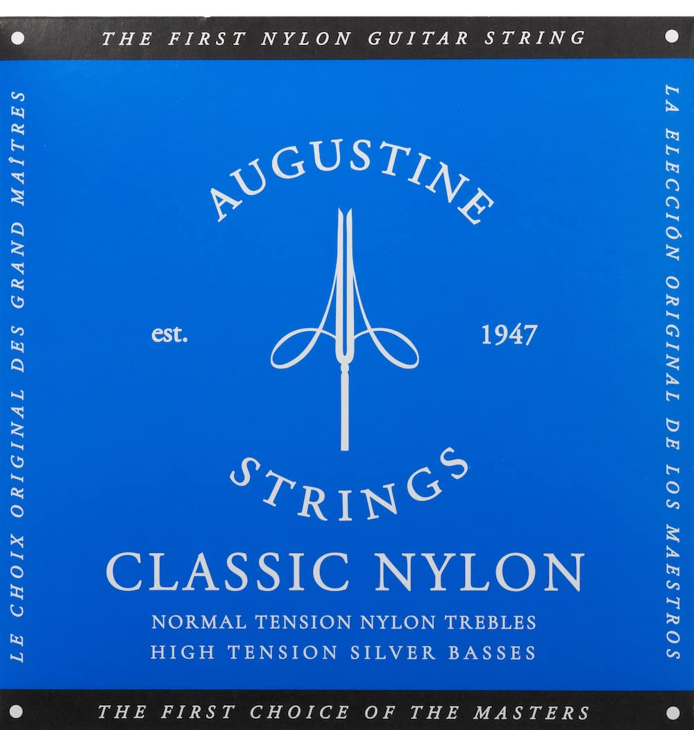 Augustine Classic Blue Nylon Guitar Strings - High Tension Classical Guitar Strings (1 Set) | Perfect for Flamenco, Classical & Fingerstyle Playing