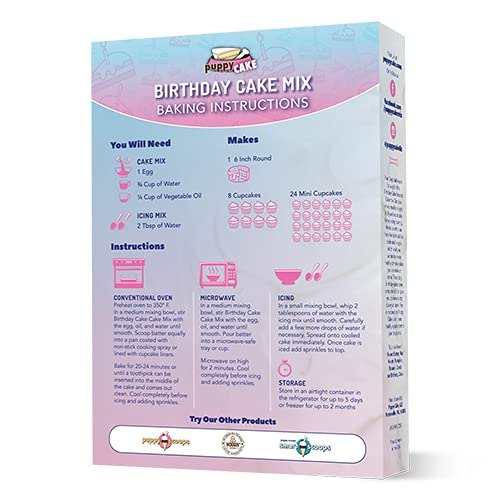 Wheat-Free Puppy Cake Mix with Icing for Dogs - Birthday Cake with Pupfetti Sprinkles | Perfect for Dog Birthday Parties, Adoption Celebrations & Special Treats