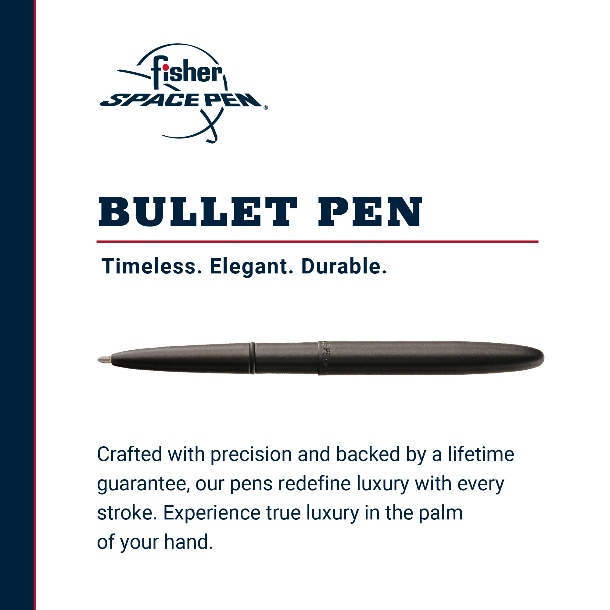 Fisher Space Pen Bullet Pen - Matte Black Brass Ballpoint with Black Ink (Gift Box Included) | Perfect for Outdoor Adventures, Travel & Everyday Carry
