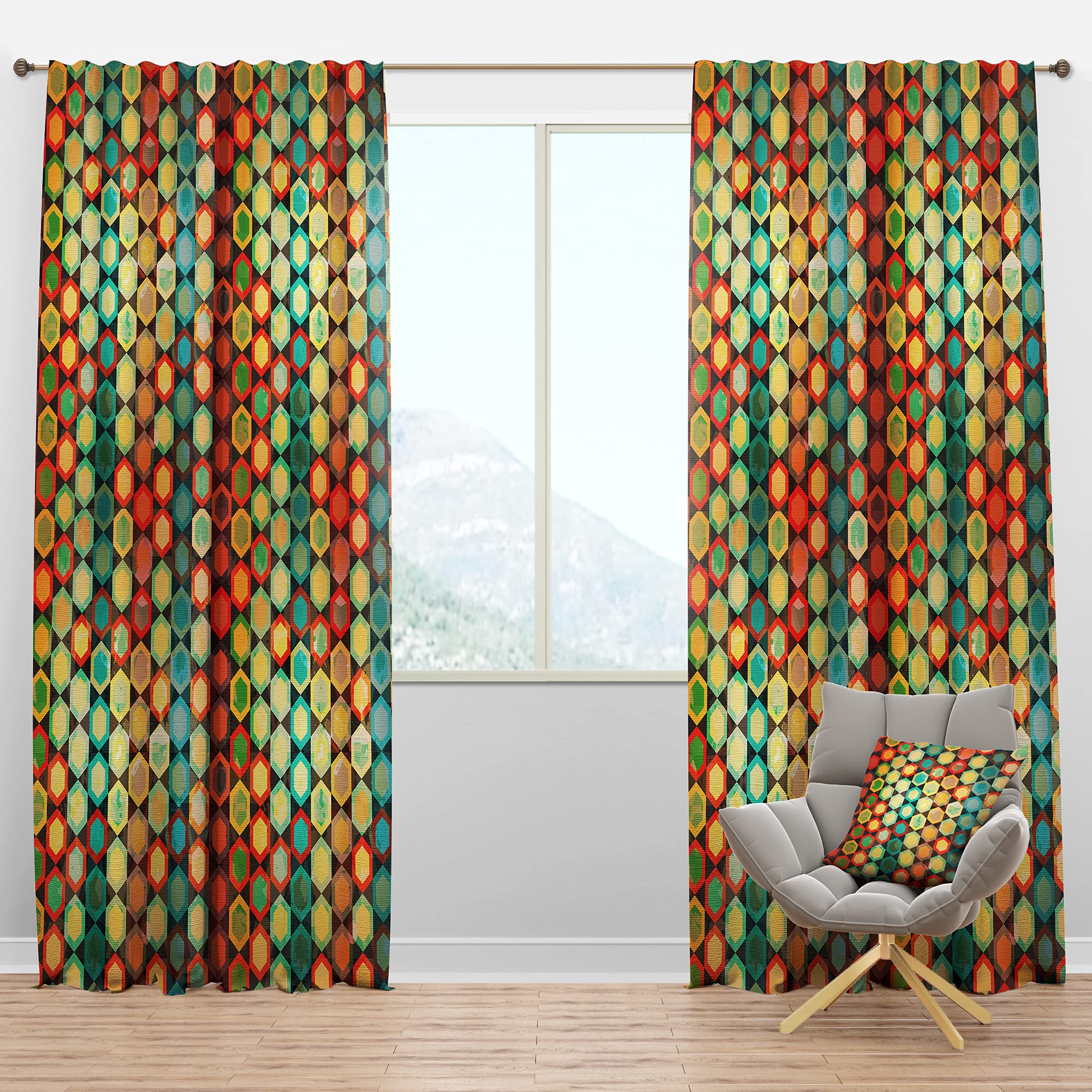 Blackout Curtains Multicolor Cells - Thermal Insulated Single Panel 52x120 - Bedroom & Living Room Drapes for Light Blocking & Energy Savings - Perfect for Home Theater, Nursery, and Shift Workers
