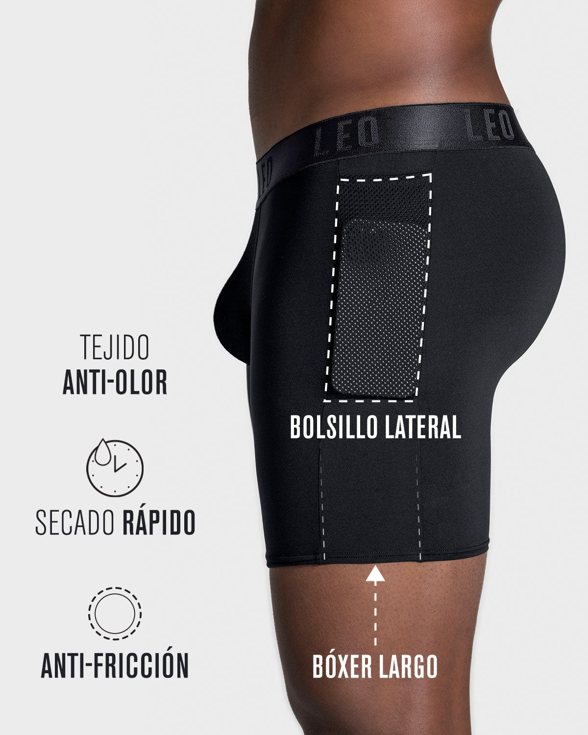 3 Pack Moisture-Wicking Athletic Boxer Briefs with Side Pocket - Breathable Underwear for Men, Gym & Running Comfort