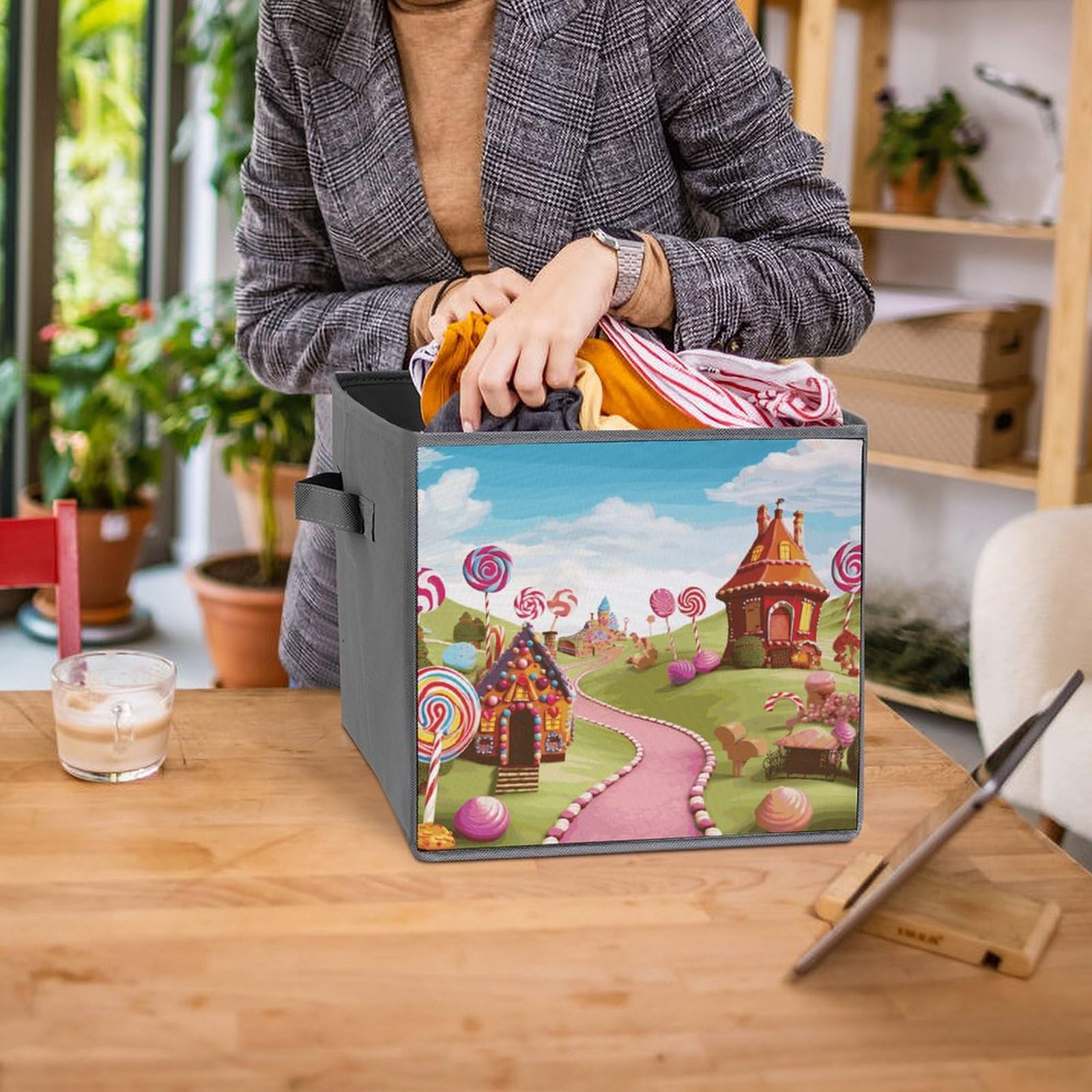 6-Piece Foldable Storage Bins with Handles - Candy Land Printed Large Capacity Storage Boxes for Playroom, Office & Home Organization | Perfect for Toys, Books & Clutter Control