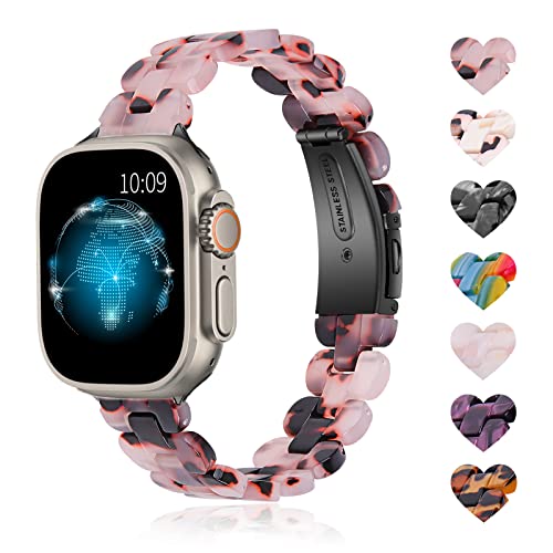 BEIZIYE Resin Watch Band Compatible with Apple Watch Ultra/Series 8/7/6/5/4/3/2/1/SE - Slim Lightweight Bracelet for Women (38mm/40mm/41mm/42mm/44mm/45mm/49mm) | Perfect for Workouts, Office Wear & Everyday Fashion Accessory