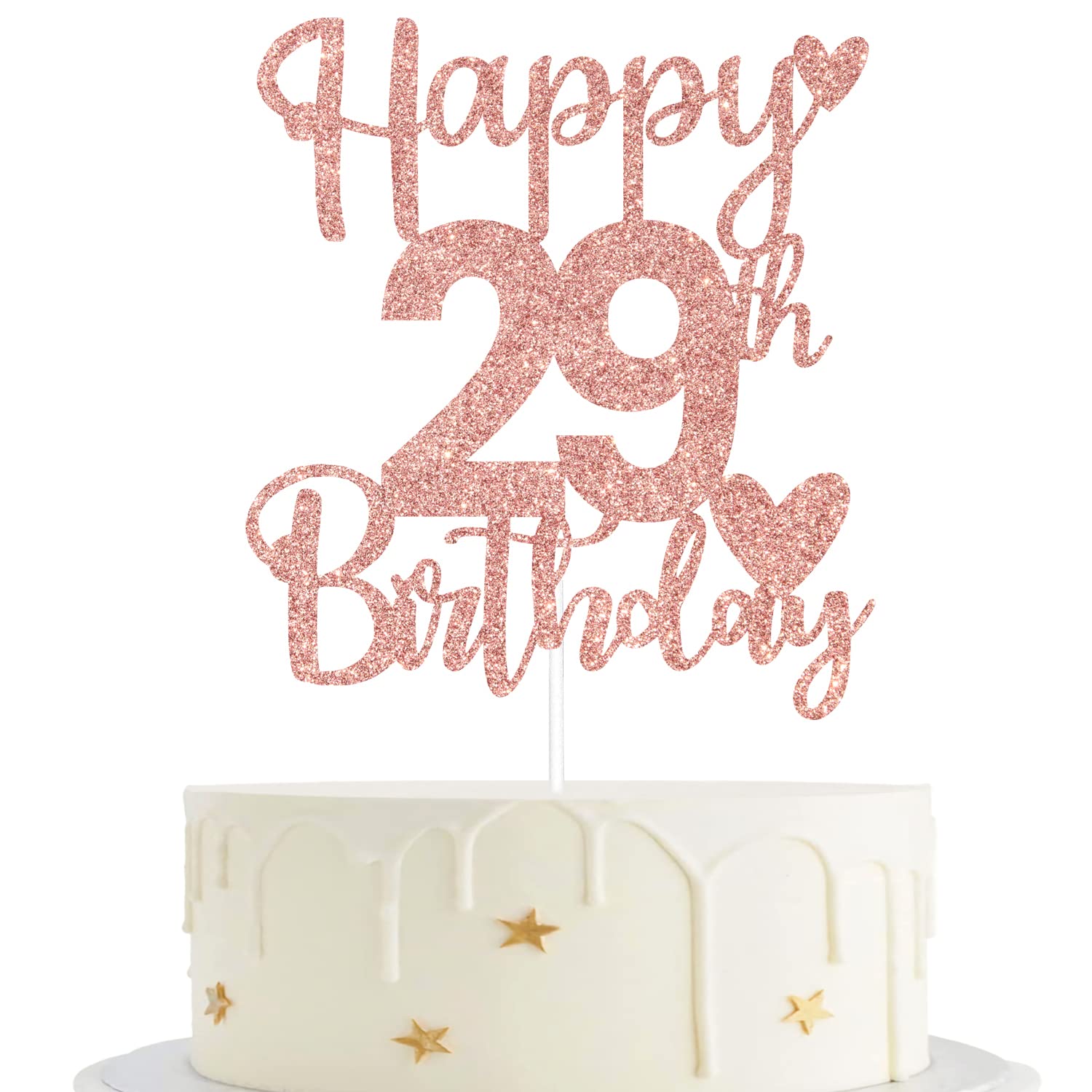 HUASR Rose Gold Glitter 29th Birthday Cake Topper - Cheers to 29 Years Anniversary Party Decor | Perfect for Birthday Cakes, Cupcakes & Milestone Celebrations