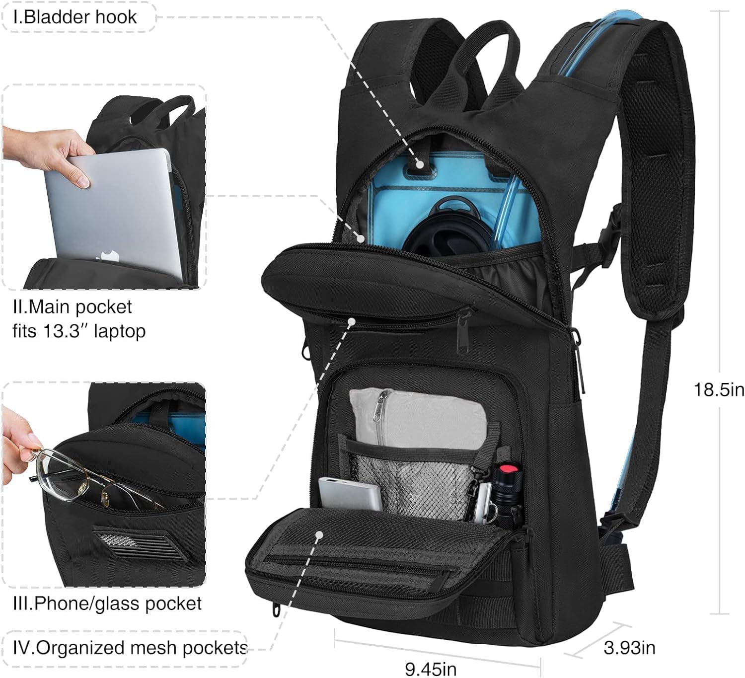 NOOLA 3L Hydration Backpack with TPU Water Bladder - Lightweight Tactical Hydration Pack for Men & Women - Molle Compatible for Hiking, Biking, Hunting & Outdoor Adventures - Perfect for Camping, Running & Sports Activities